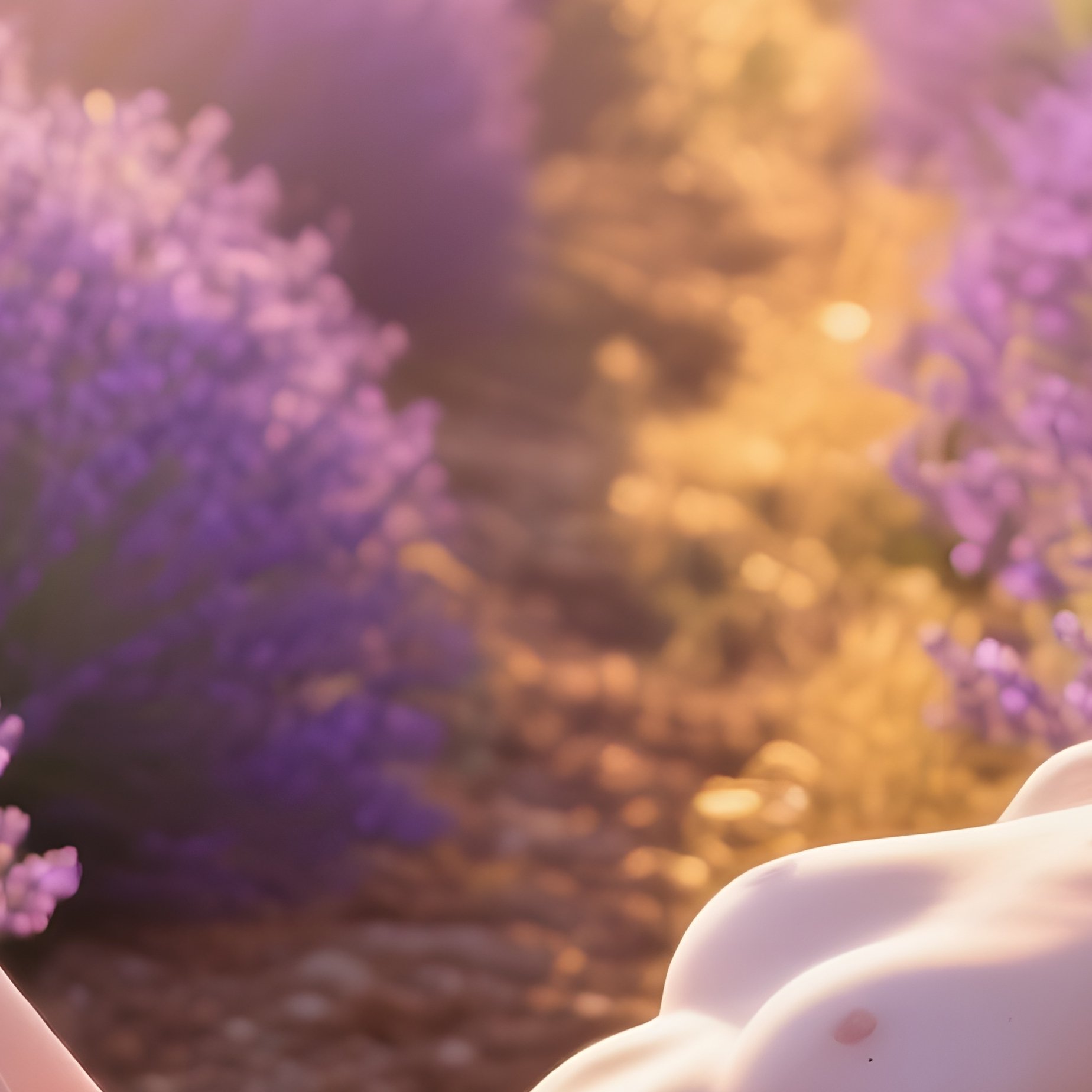 A Sun Drenched Lavender Field In Provence A Naked Woman Lying Among Blooming Rows Violet Haze - Full Resolution Quality Preview