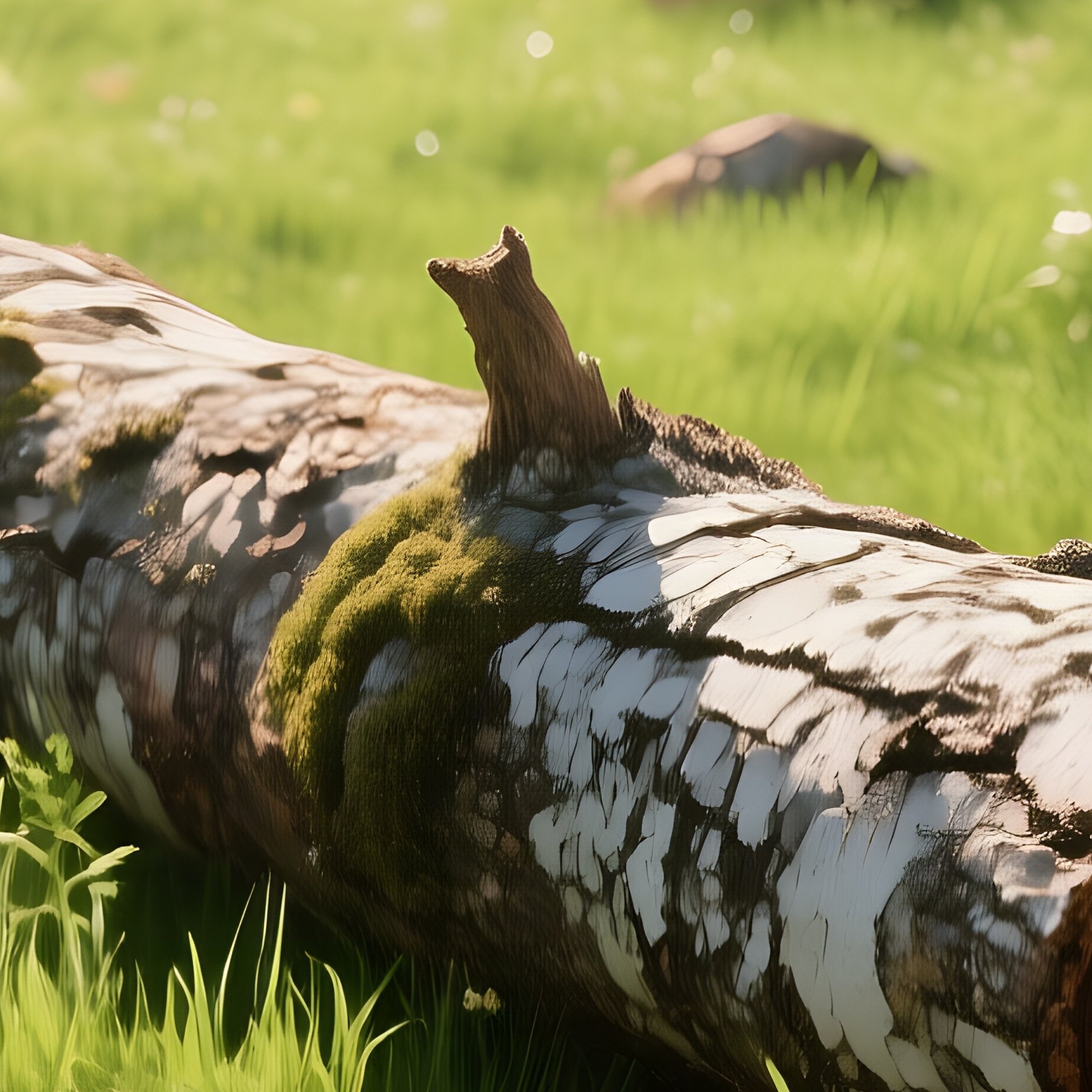 A Sun‑Drenched Meadow With Scattered Fallen Logs Of Various Species, Each Displaying Distinct Bark - Full Resolution Quality Preview
