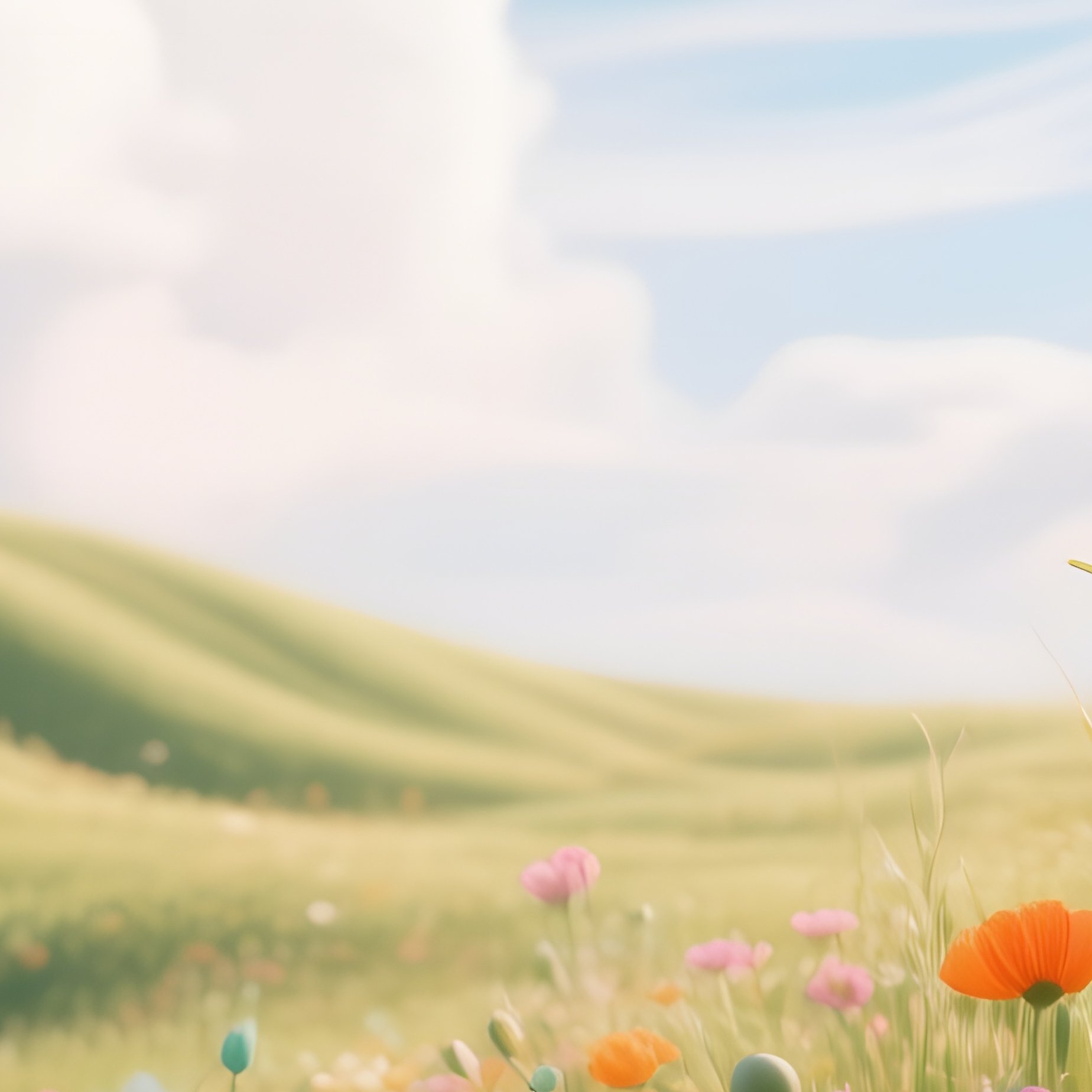 A Sunlit Meadow Filled With Wildflowers, Each Blossom Rendered In Hyper Saturated Colors Of Pink, - Full Resolution Quality Preview