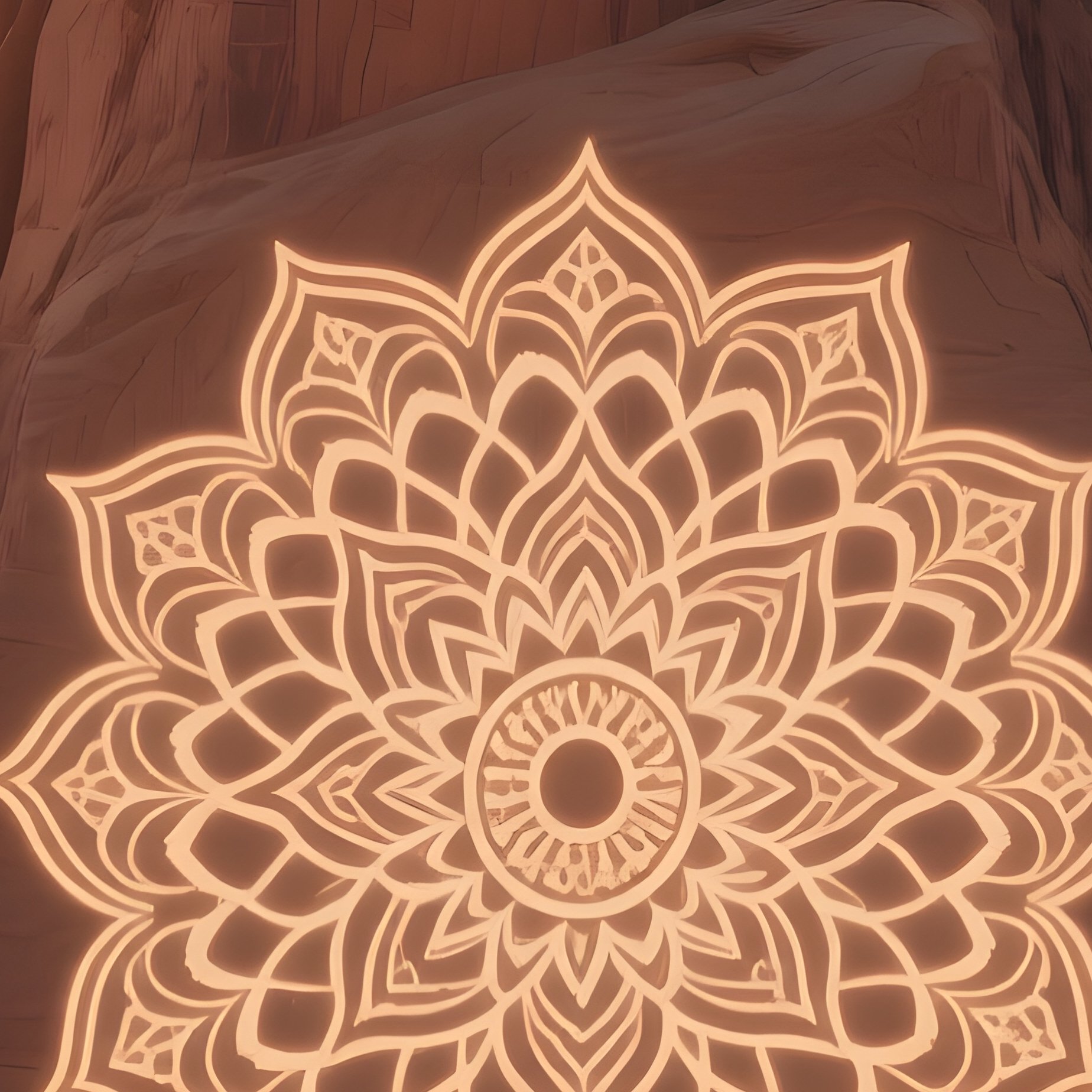 A Sunrise Over A Desert Canyon Where A Towering Sandstone Monolith Has Been Carved Into An - Full Resolution Quality Preview