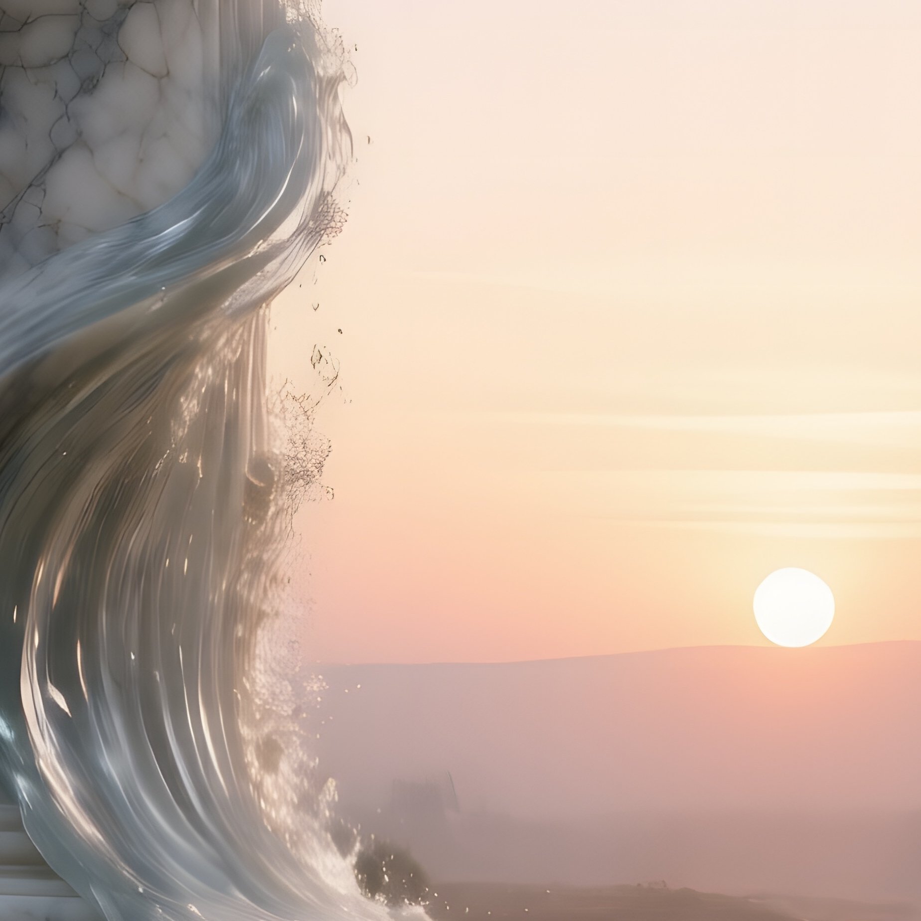 A Sunrise Over An Ancient Ruin Where A Massive Marble Column Has Been Transformed Into A Flowing - Full Resolution Quality Preview