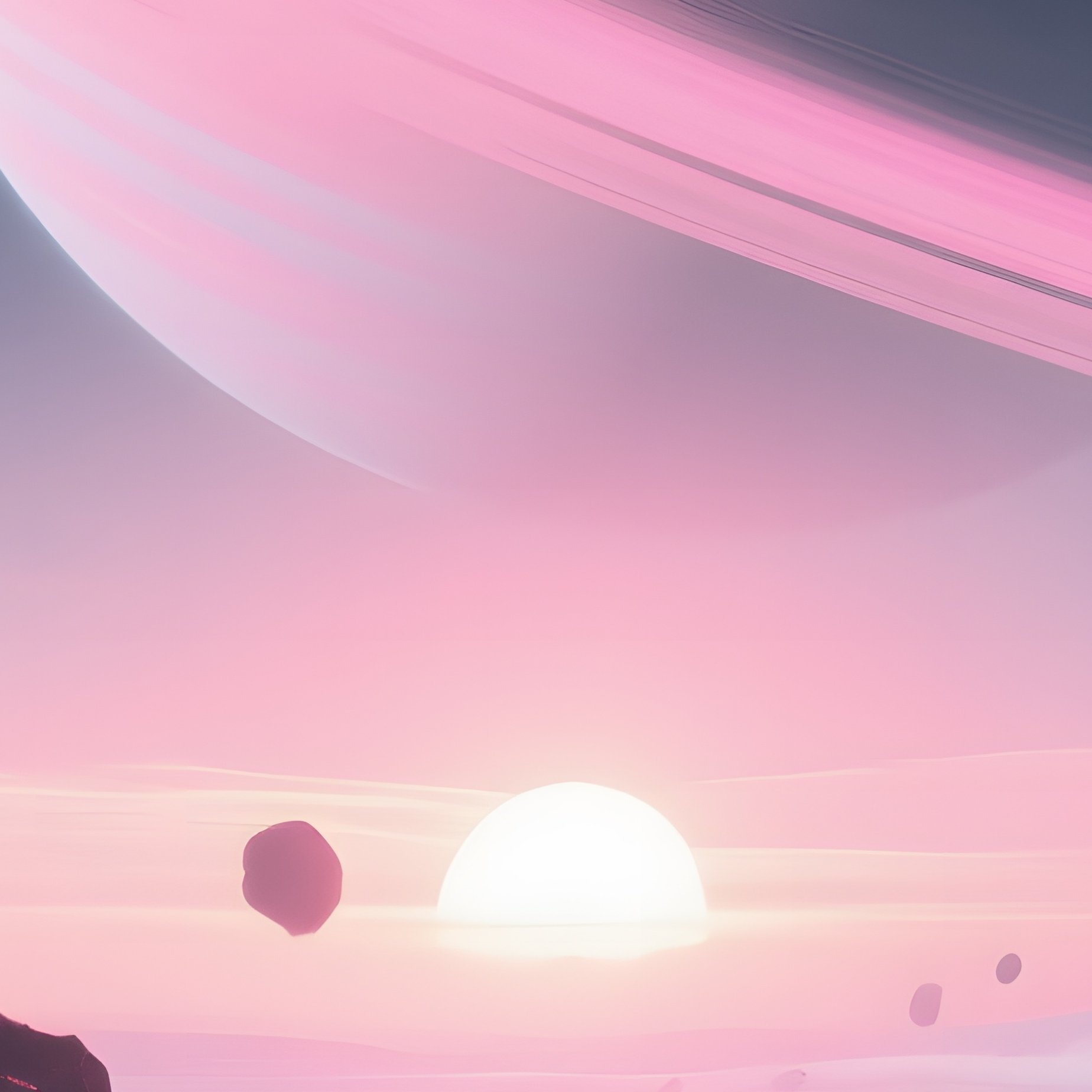 A Sunrise Over An Asteroid Field Near A Gas Giant, With The Planet'S Massive Rings Reflecting - Full Resolution Quality Preview