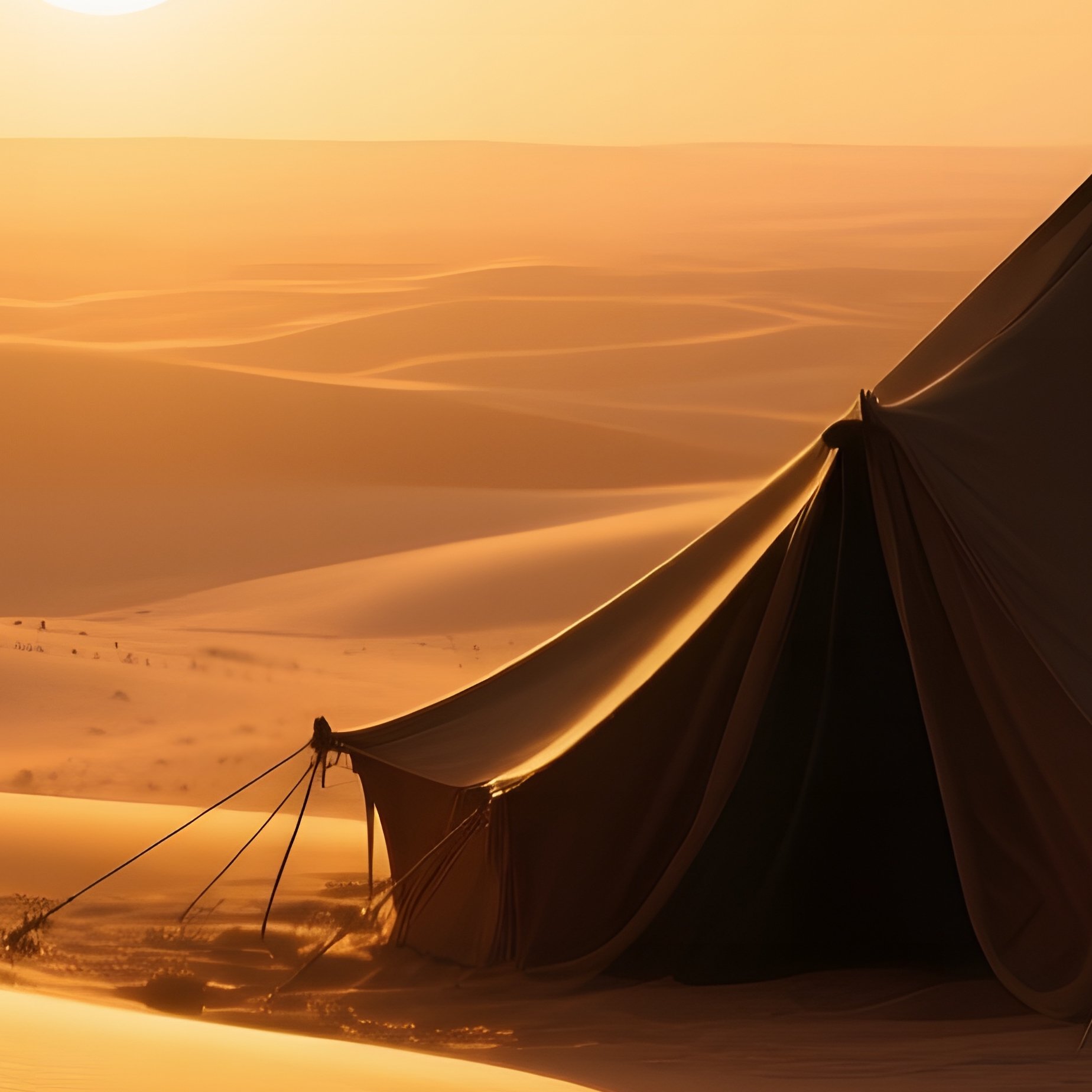 A Sunrise Over The Dunes Of The Arabian Peninsula, Golden Light Turning Ripples Of Sand Into Molten - Full Resolution Quality Preview