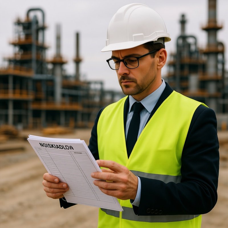 A Supervisor Checking Site Safety With A Checklist