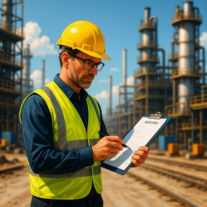 A Supervisor Checking Site Safety With A Checklist Digital Art