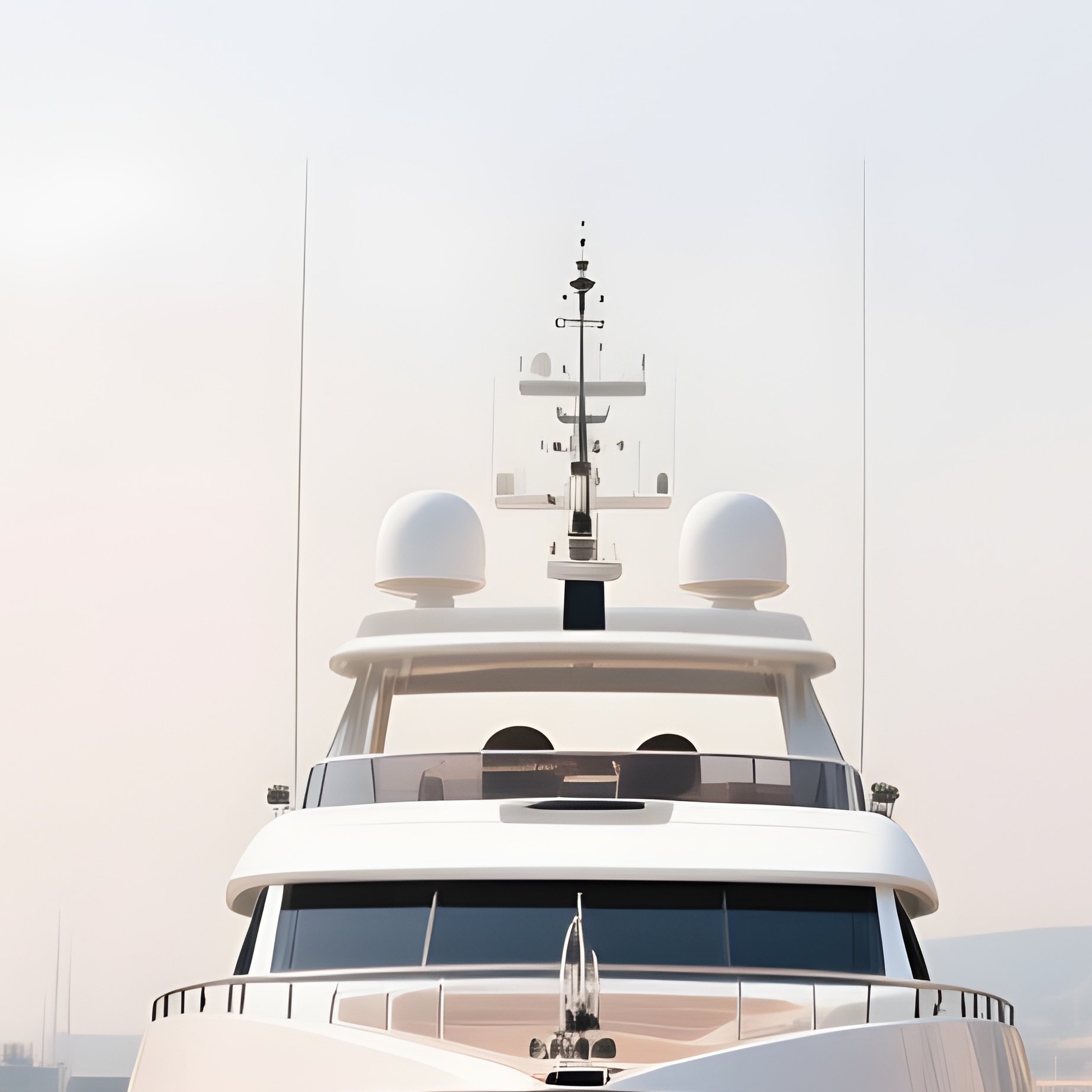 A Superyacht Moving Slowly Through A Deep Harbor Entrance - Full Resolution Quality Preview