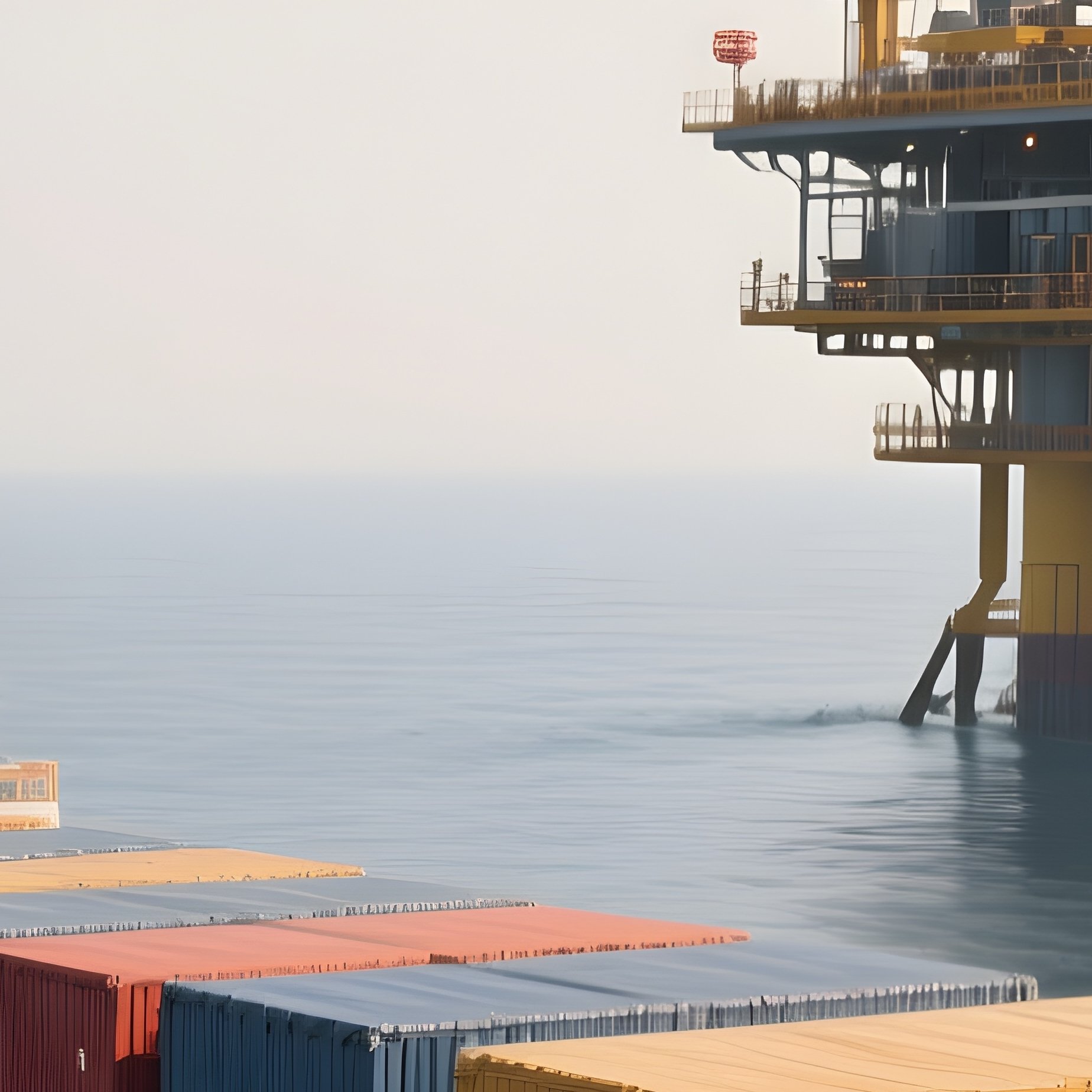 A Supply Vessel Approaching An Offshore Oil Platform - Full Resolution Quality Preview