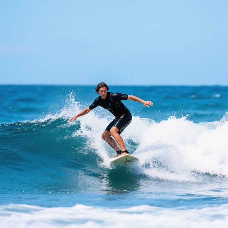 A Surfer Riding A Wave Surfing Ocean