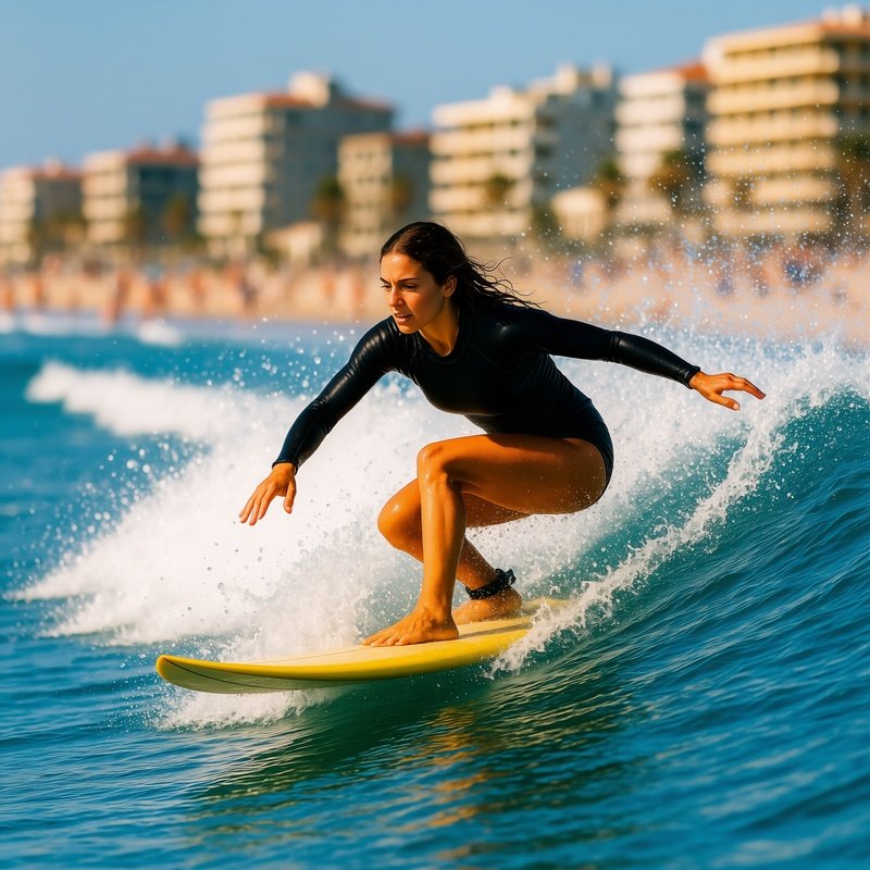 A Surfer Riding A Wave Surfing Ocean
