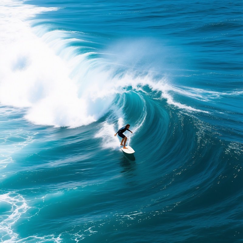 A Surfer Riding A Wave Surfing Ocean