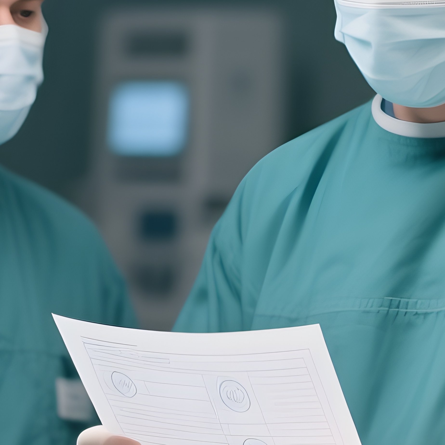 A Surgeon Reviewing Procedure Details With The Medical Team - Full Resolution Quality Preview