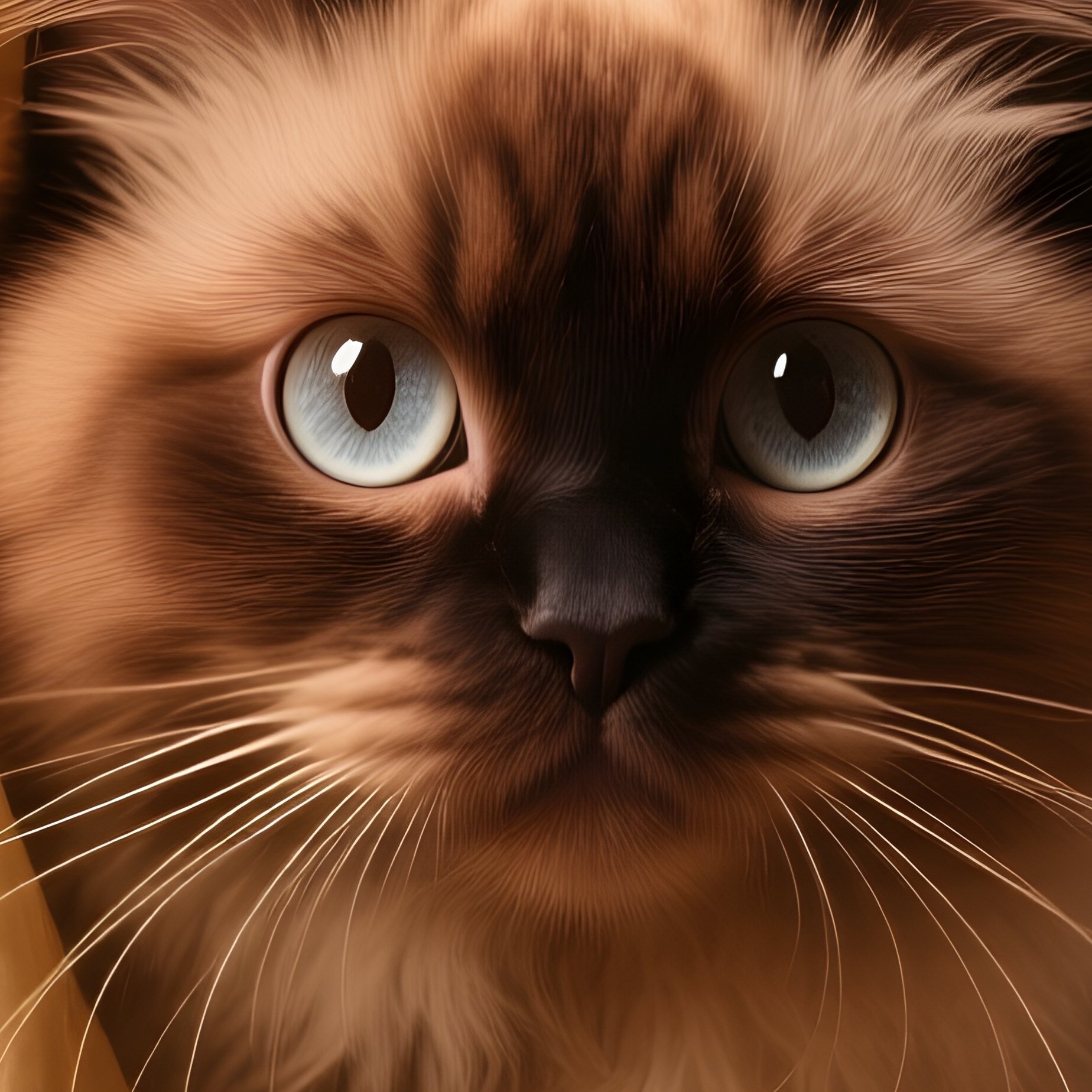 A Surreal Ragamuffin Cat In Curtains Scene - Full Resolution Quality Preview