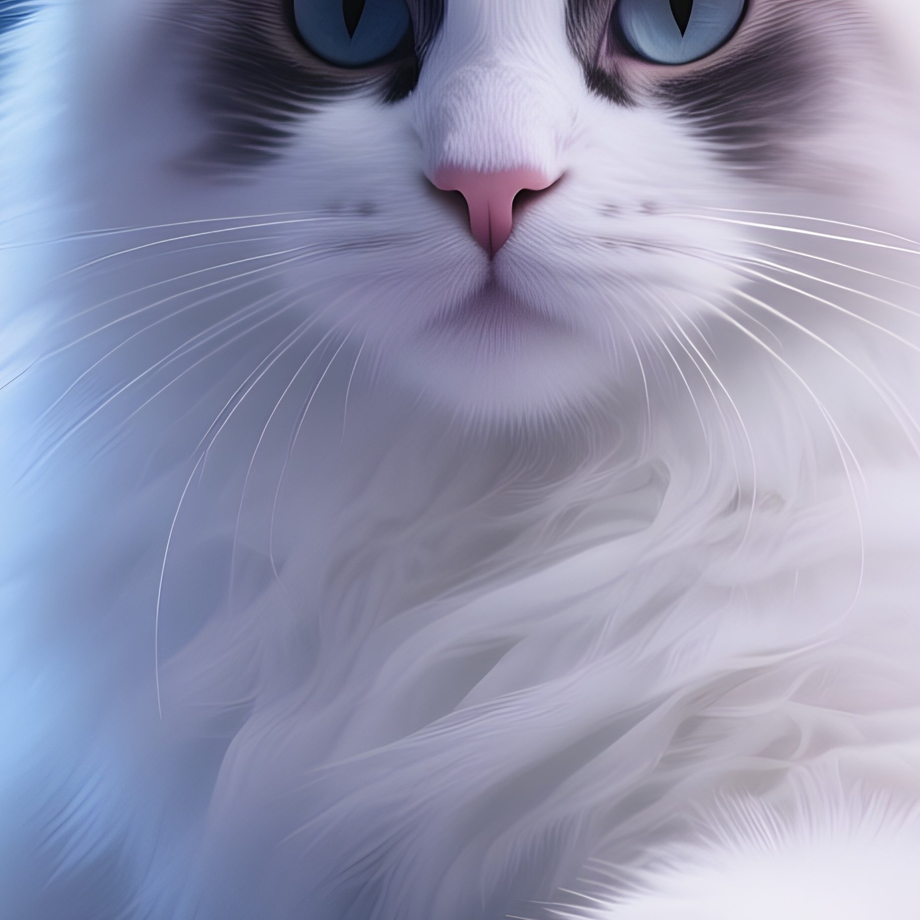 A Surreal Science Fiction Art Work Of A Turkish Van Cat Resting On Paw - Full Resolution Quality Preview