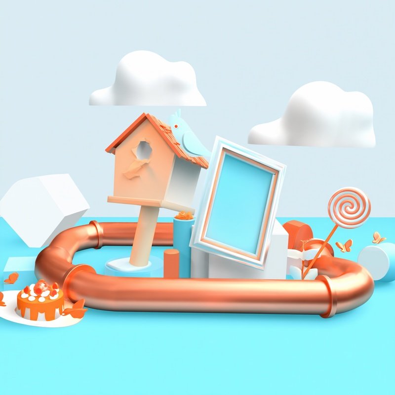 A Surrealistic Scene Featuring Various Objects In A Staged