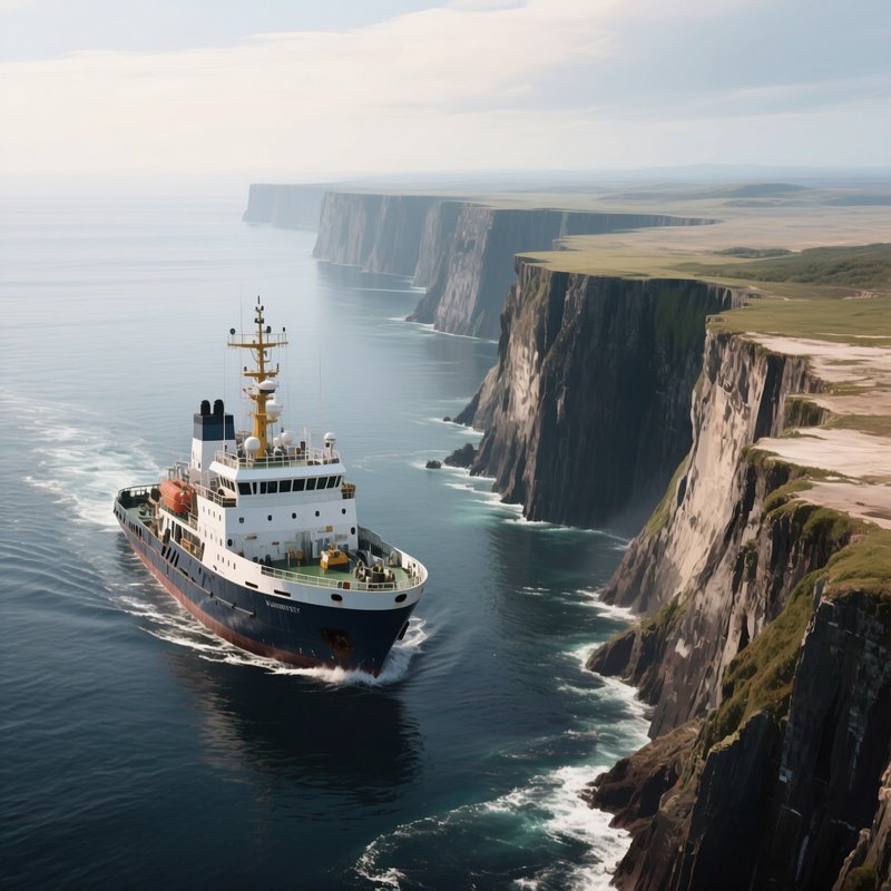 A Survey Ship Drifting Near A Continental Shelf Drop Off