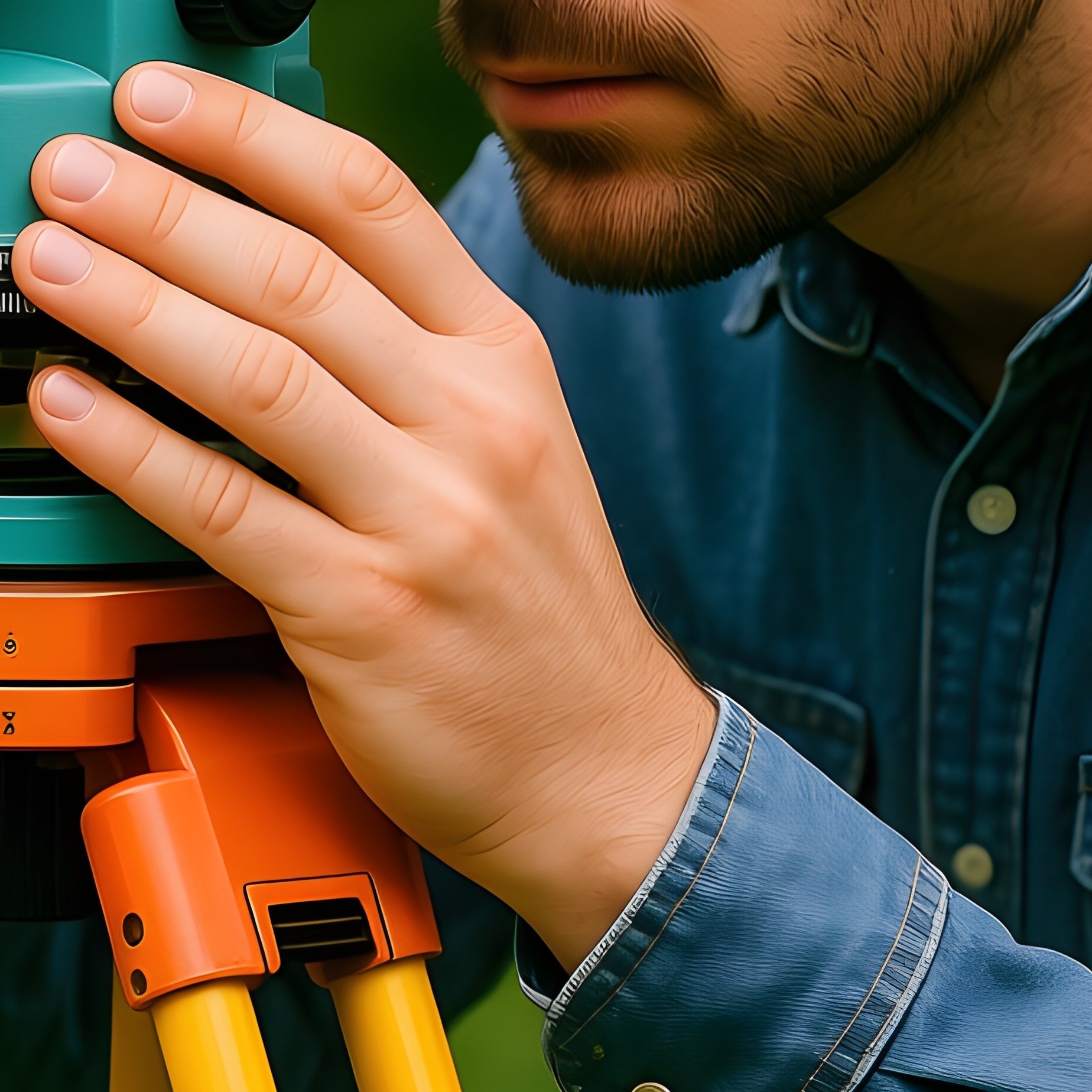 A Surveyor Using A Tripod Mounted Theodolite For Precision Mapping - Full Resolution Quality Preview