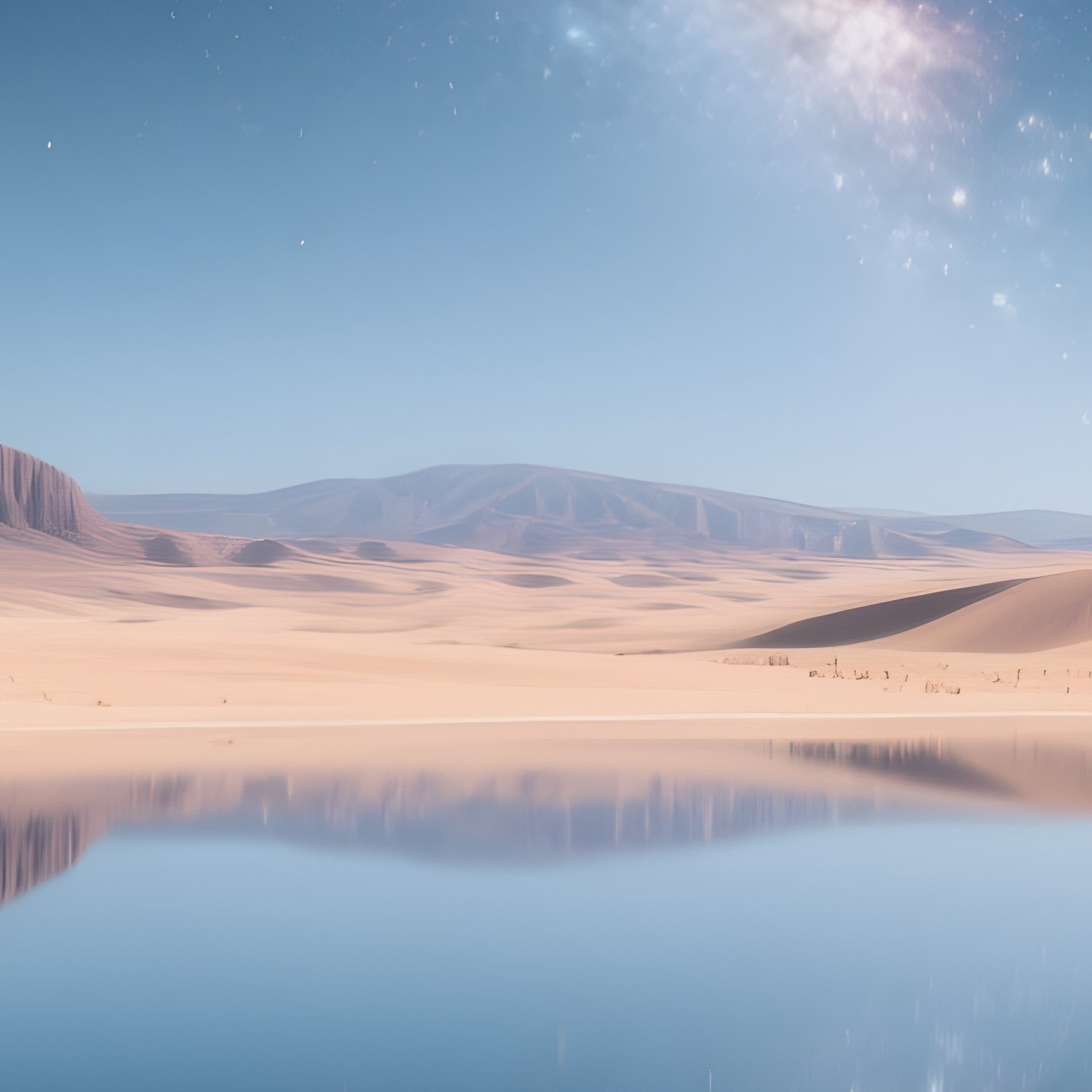 A Swallowed Starfield Reflected In A Still Desert Lake. - Full Resolution Quality Preview