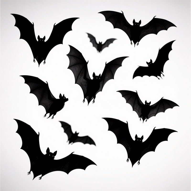 A Swarm Of Bats In Flight Bats Silhouette