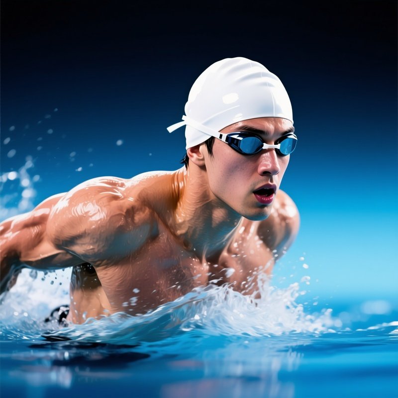 A Swimmer In A Dynamic Pose Swimming Athlete