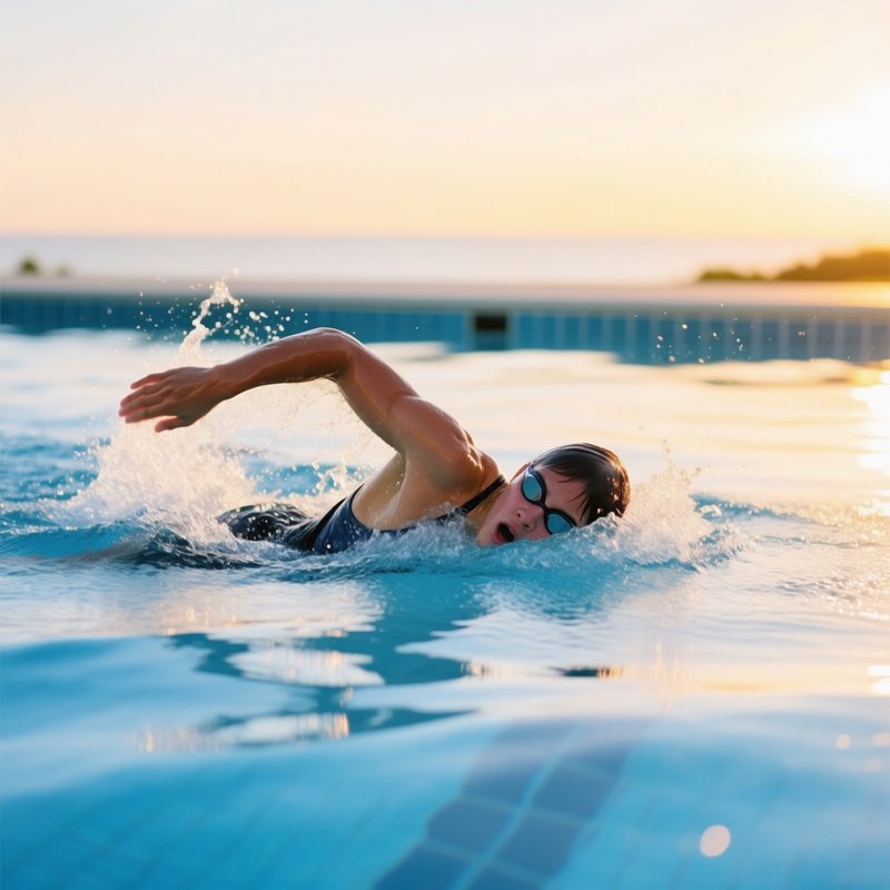 A Swimmer In Action Swimming Outdoor Pool