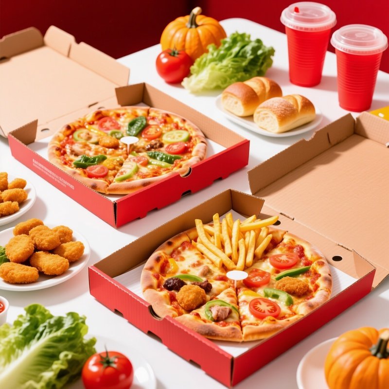 A Table Filled With Various Food Items Food Pizza