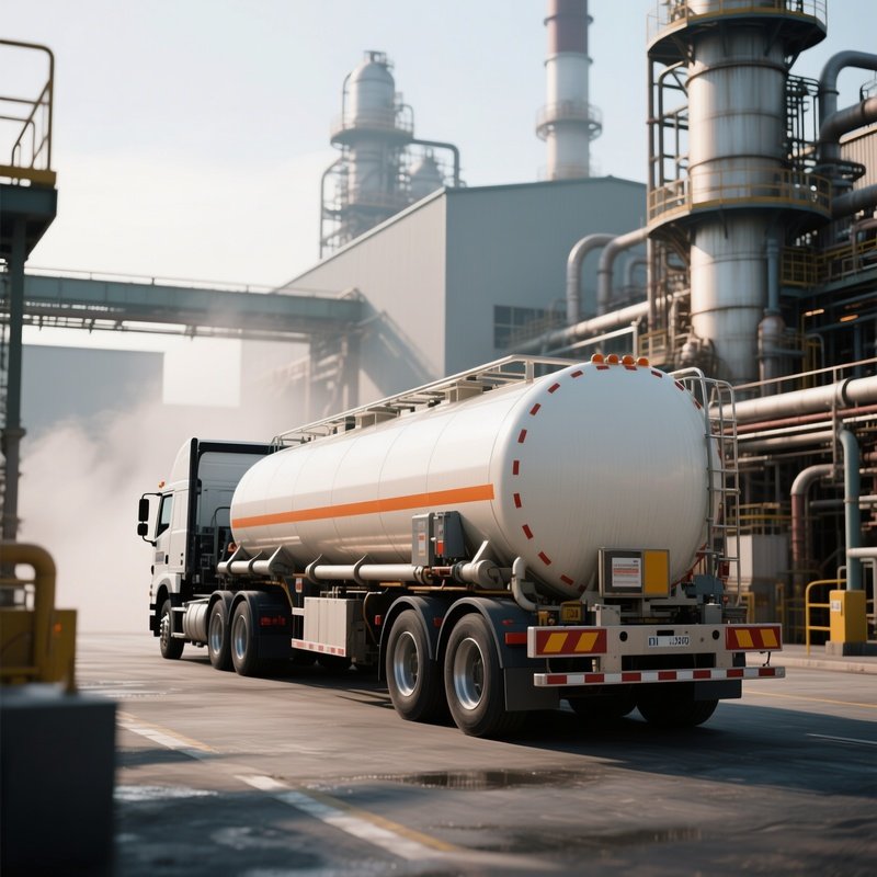 A Tanker Truck Delivering Industrial Liquids To A Factory