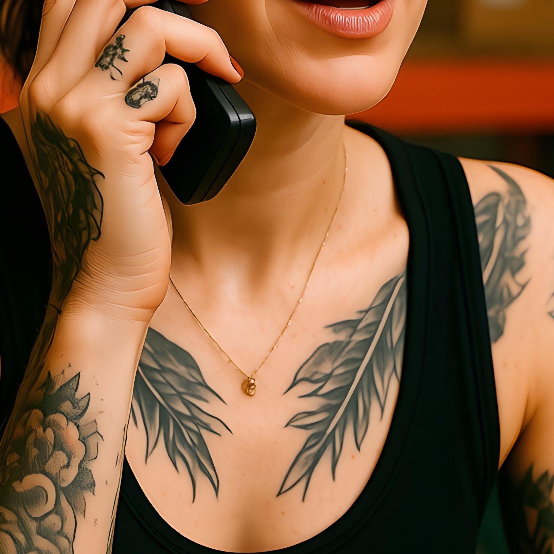 A Tattooed Woman Working In A Warehouse Office Warehouse Office - Full Resolution Quality Preview