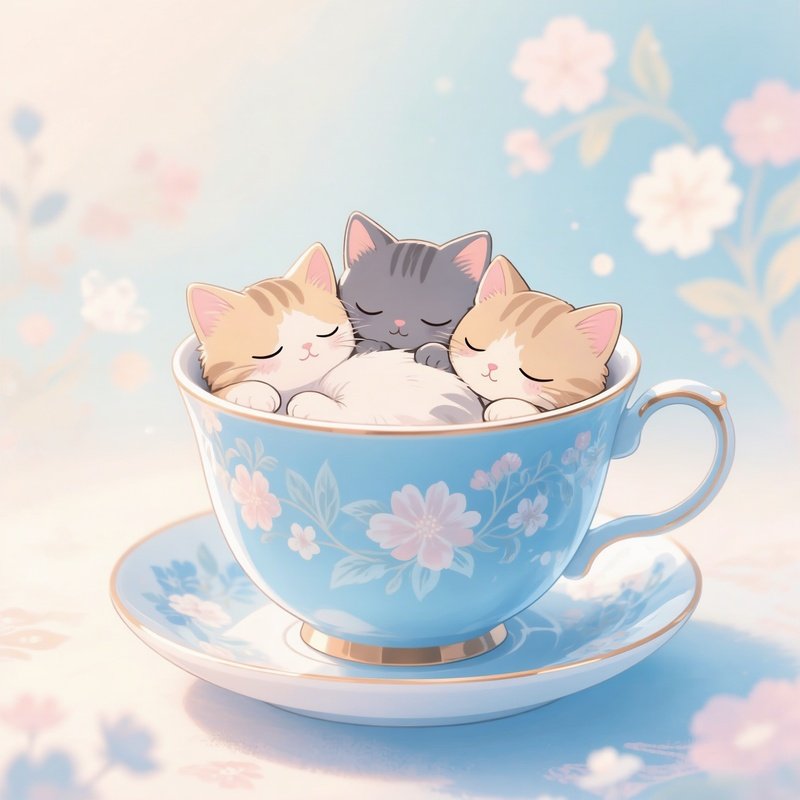 A Teacup Full Of Sleepy Kittens Instead Of Tea 1