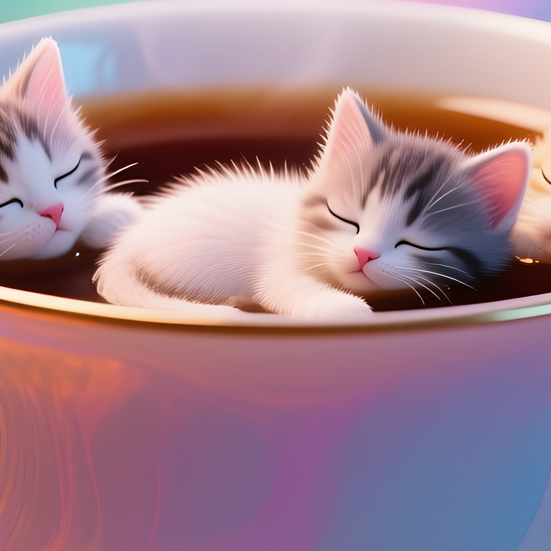 A Teacup Full Of Sleepy Kittens Instead Of Tea 2 - Full Resolution Quality Preview