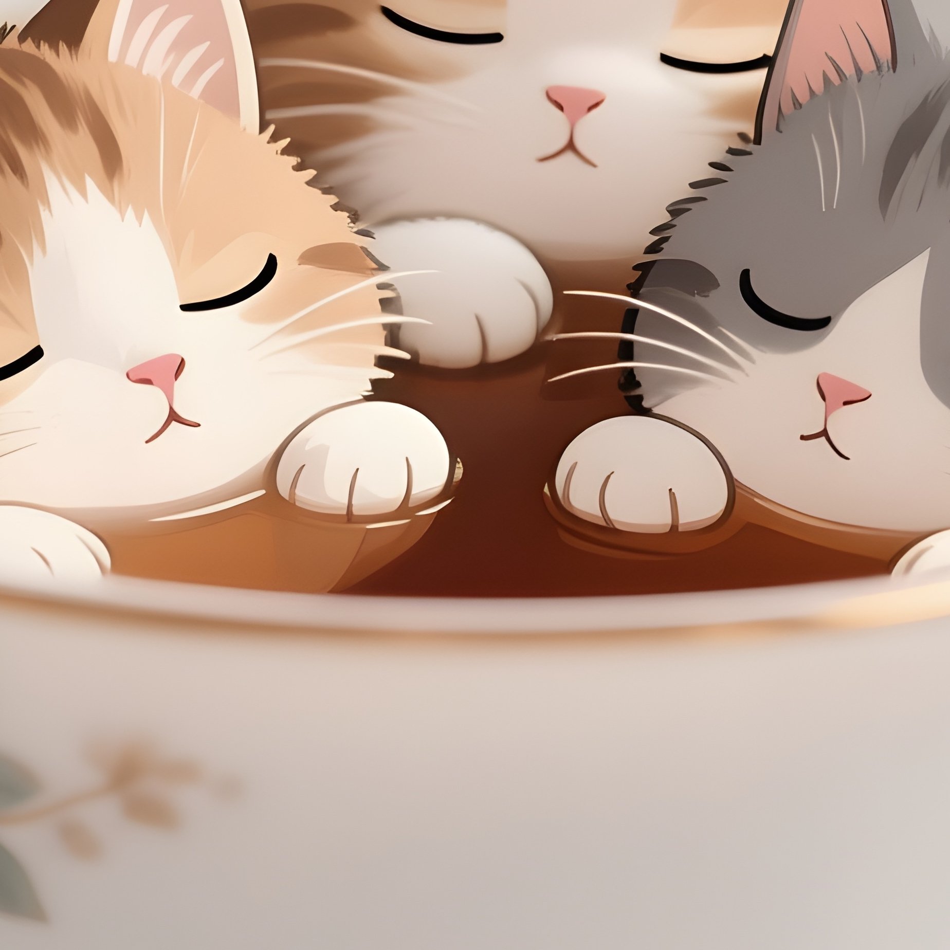 A Teacup Full Of Sleepy Kittens Instead Of Tea - Full Resolution Quality Preview