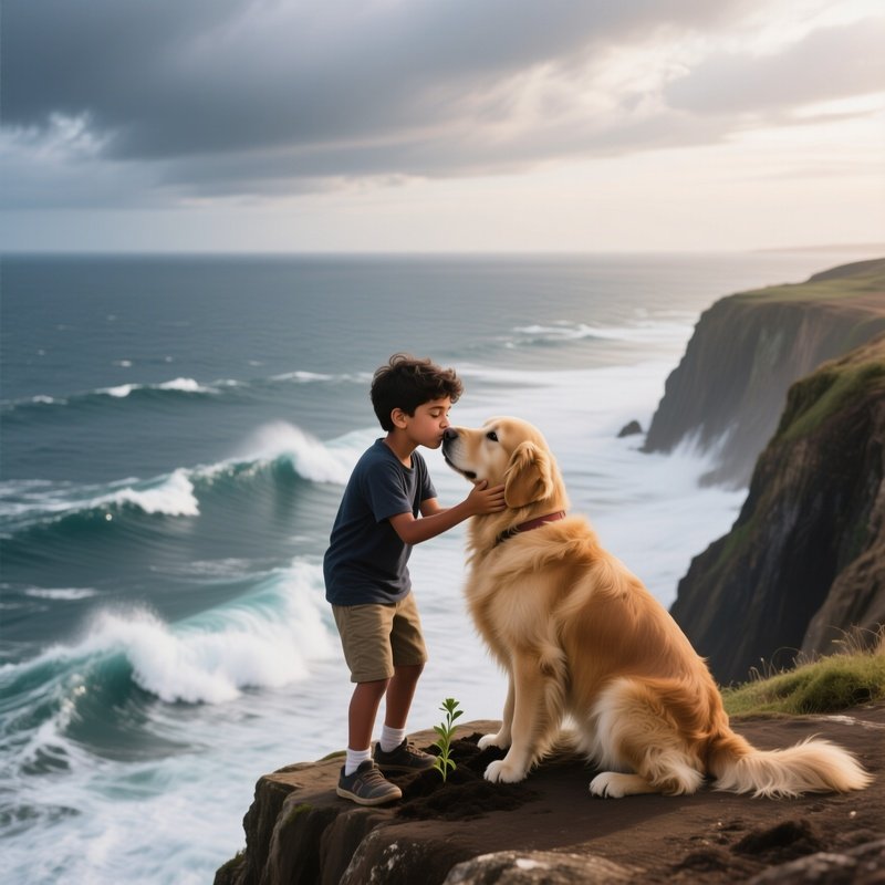 A Teenage Boy Of Mixed Latino‑Caucasian Heritage Standing At The Edge Of A Cliff Overlooking The