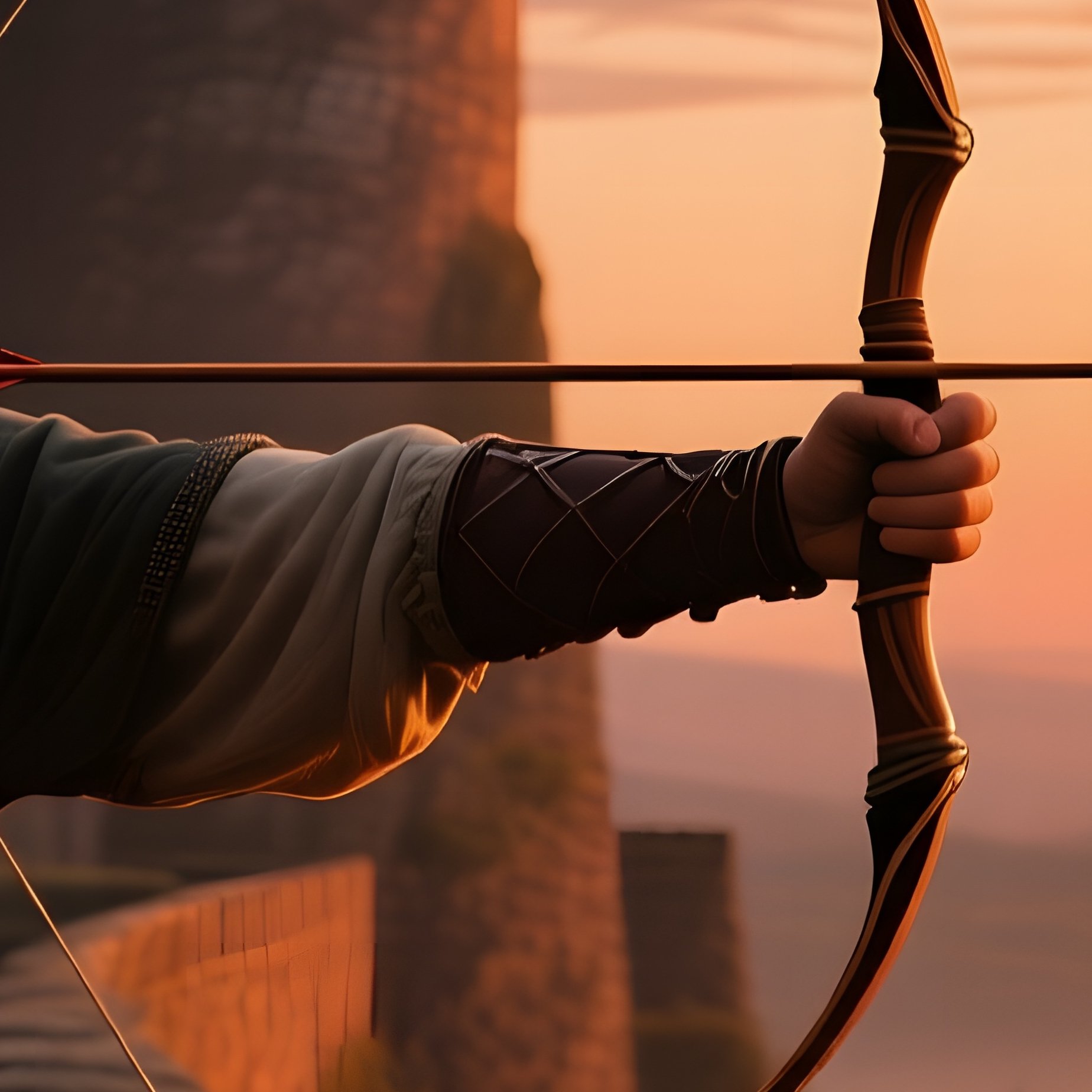 A Tense Moment At Twilight On A Castle Rampart, With Archers Nocking Arrows In Their Longbows, The - Full Resolution Quality Preview