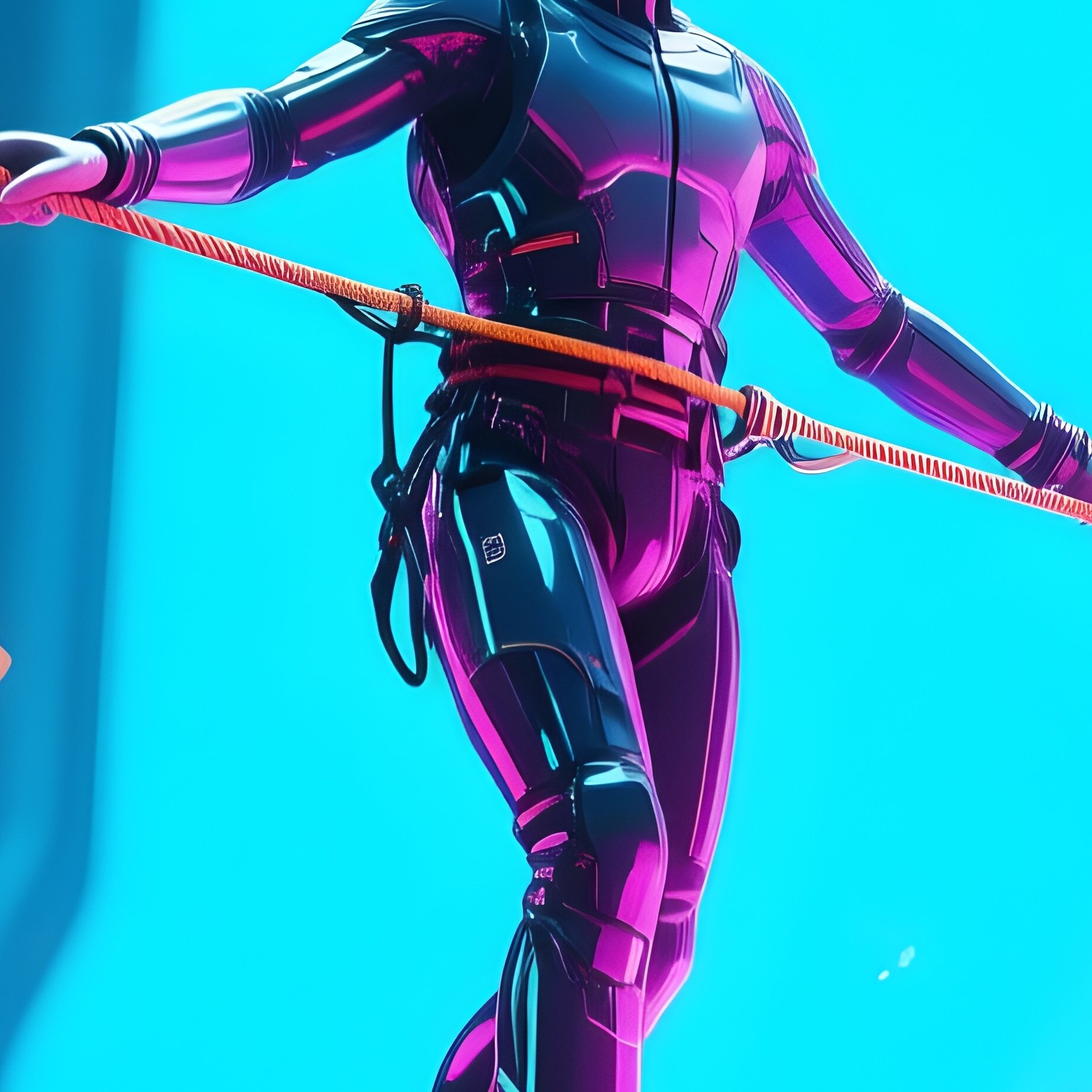 A Tightrope Walker Pausing Mid Line As Confetti Rains From Above Science Fiction - Full Resolution Quality Preview