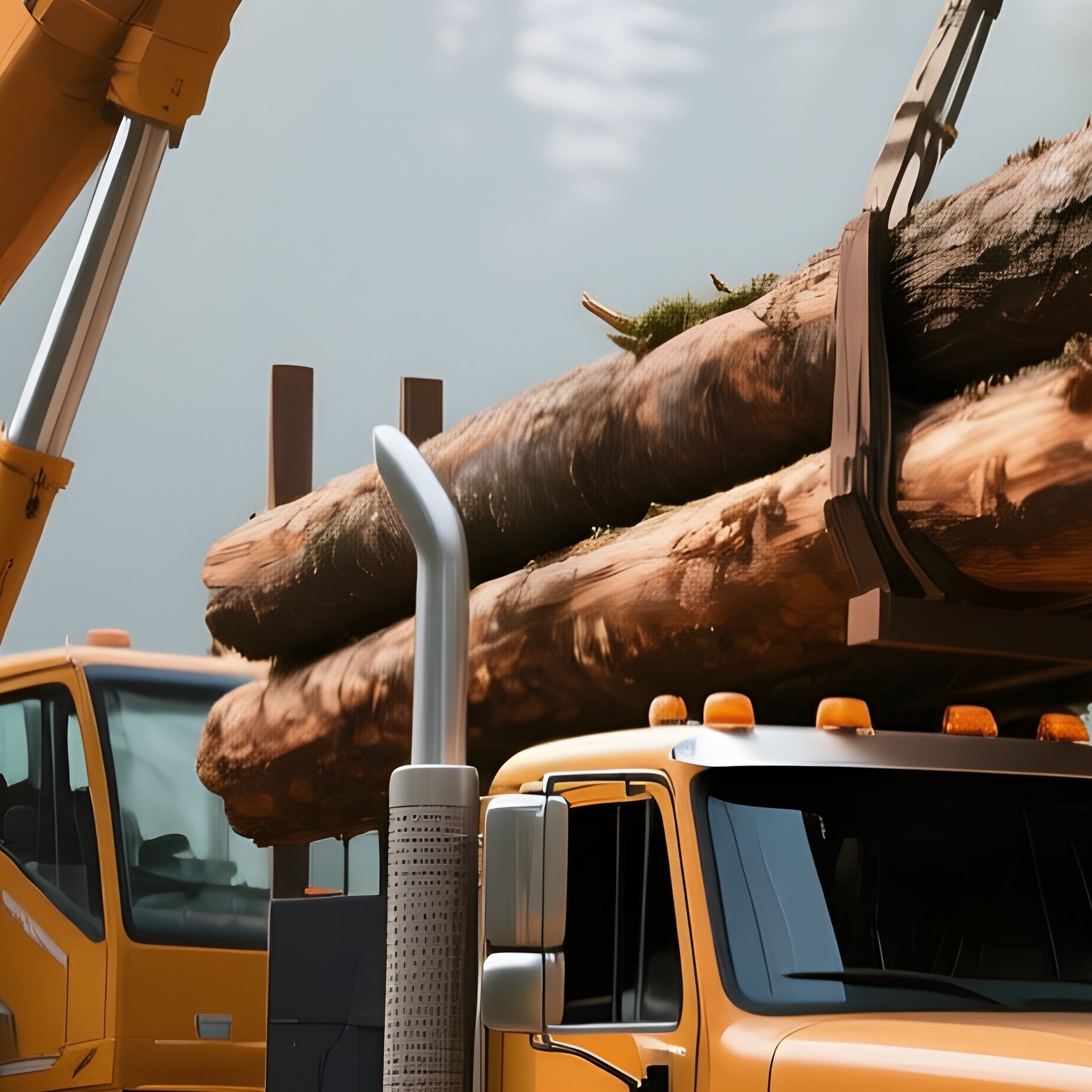 A Timber Crane Truck Loading Logs In A Forest Clearing - Full Resolution Quality Preview