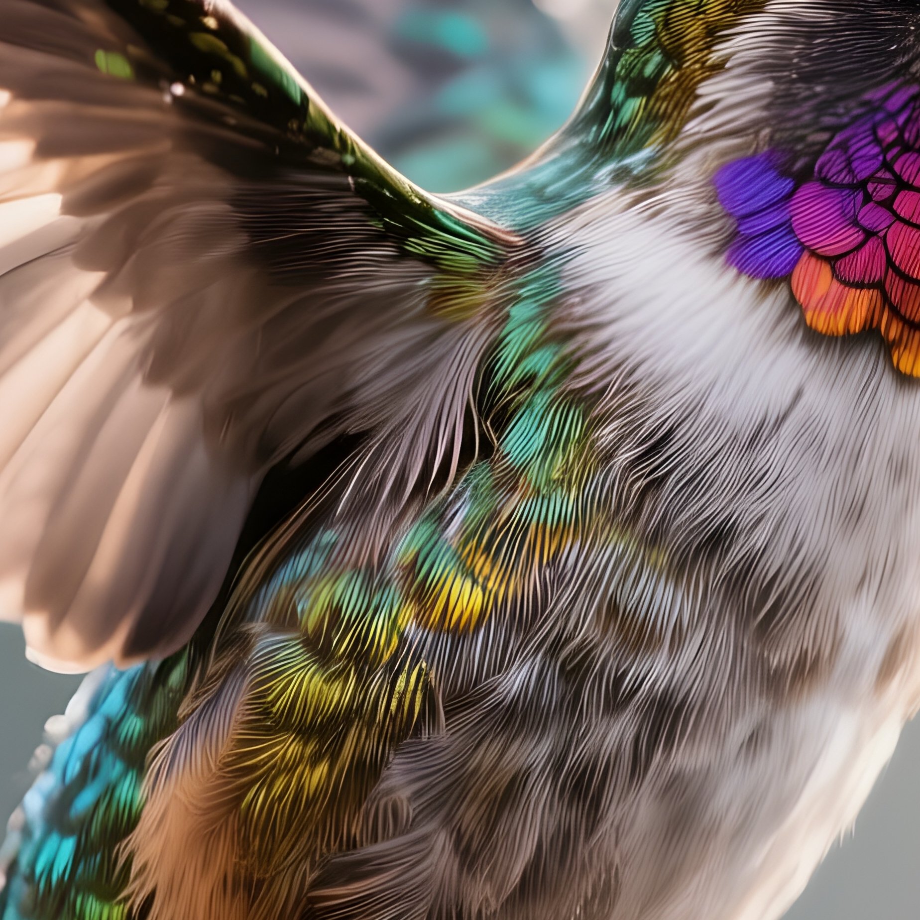 A Tiny Hummingbird Frozen Mid Wingbeat In Brilliant High Speed Detail. - Full Resolution Quality Preview