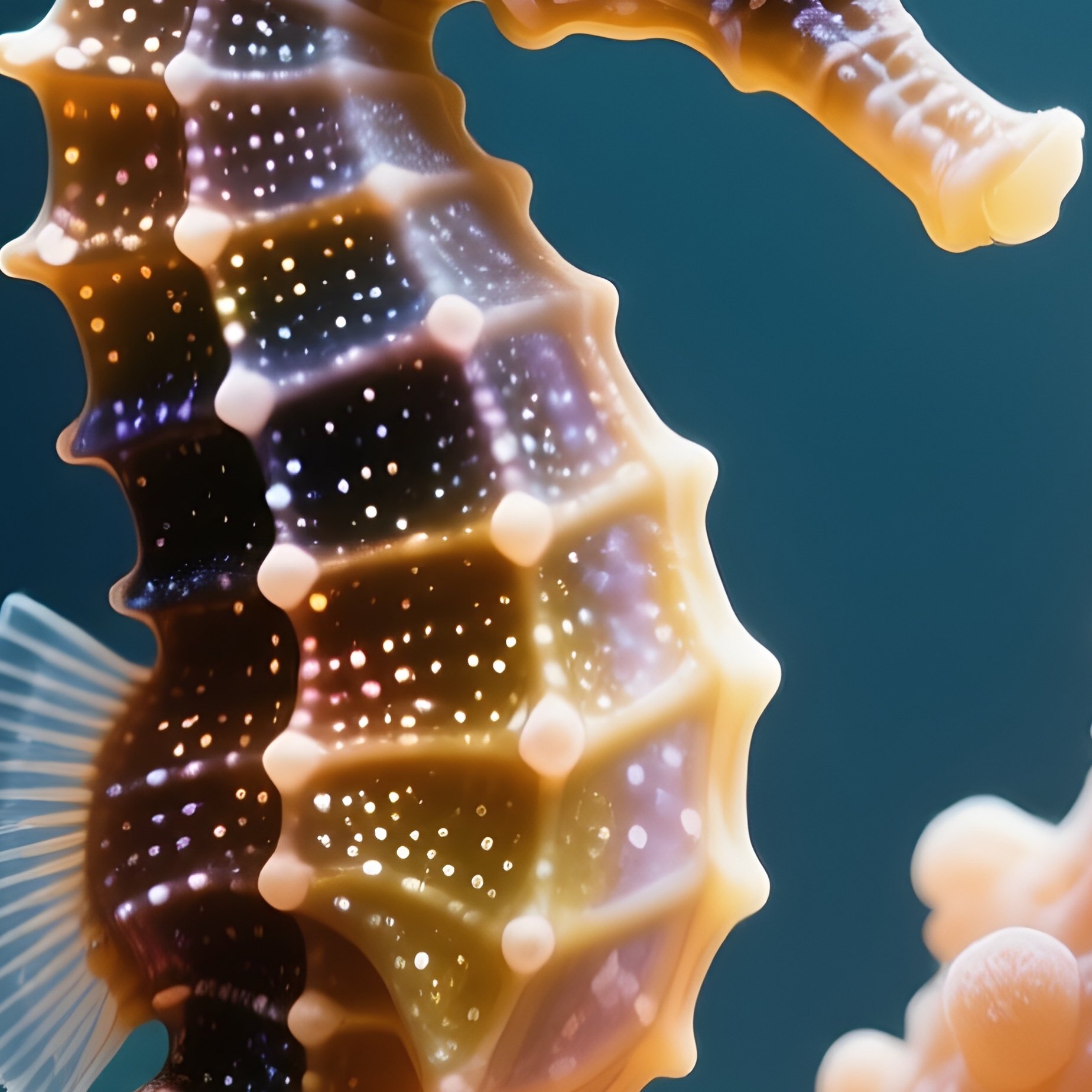 A Tiny Seahorse Clinging To Glowing Coral Branches. - Full Resolution Quality Preview