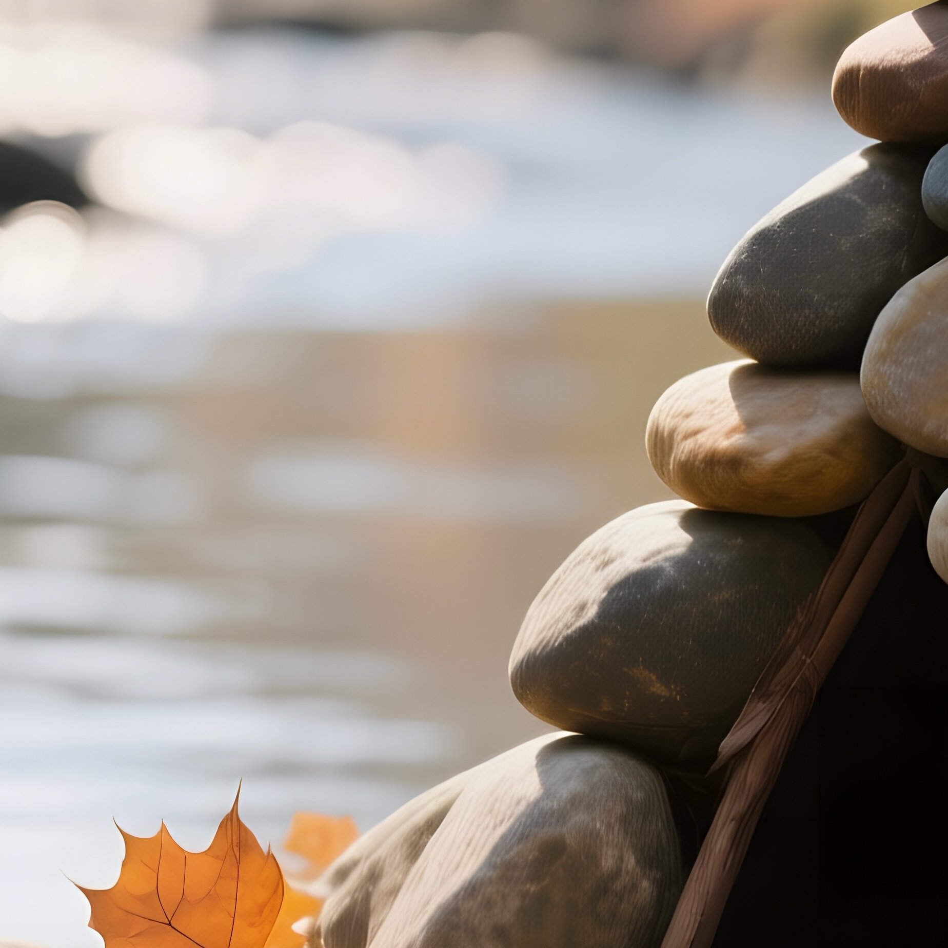 A Tiny Stone Teepee Made From Stacked River Pebbles Sits Beside A Quiet Creek In Early Autumn, - Full Resolution Quality Preview
