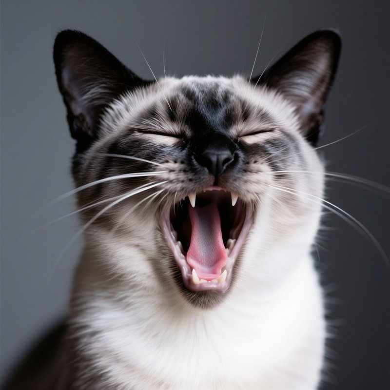 A Tonkinese Cat Mid Yawn