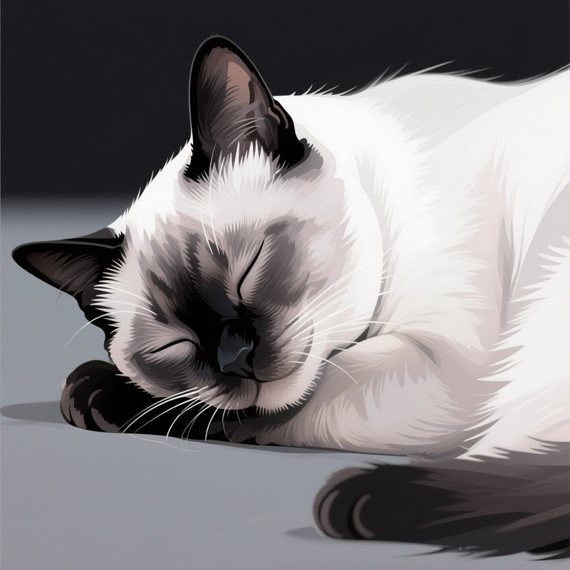 A Tonkinese Cat Sleeping On Its Back With Belly Exposed Digital Art