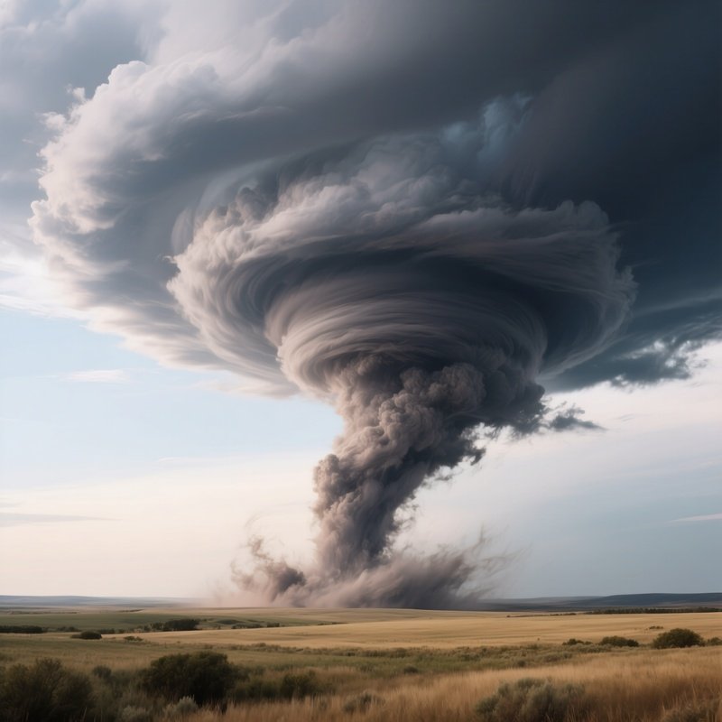A Tornado Forming From A Rotating Supercell Cloud In Open Plains.