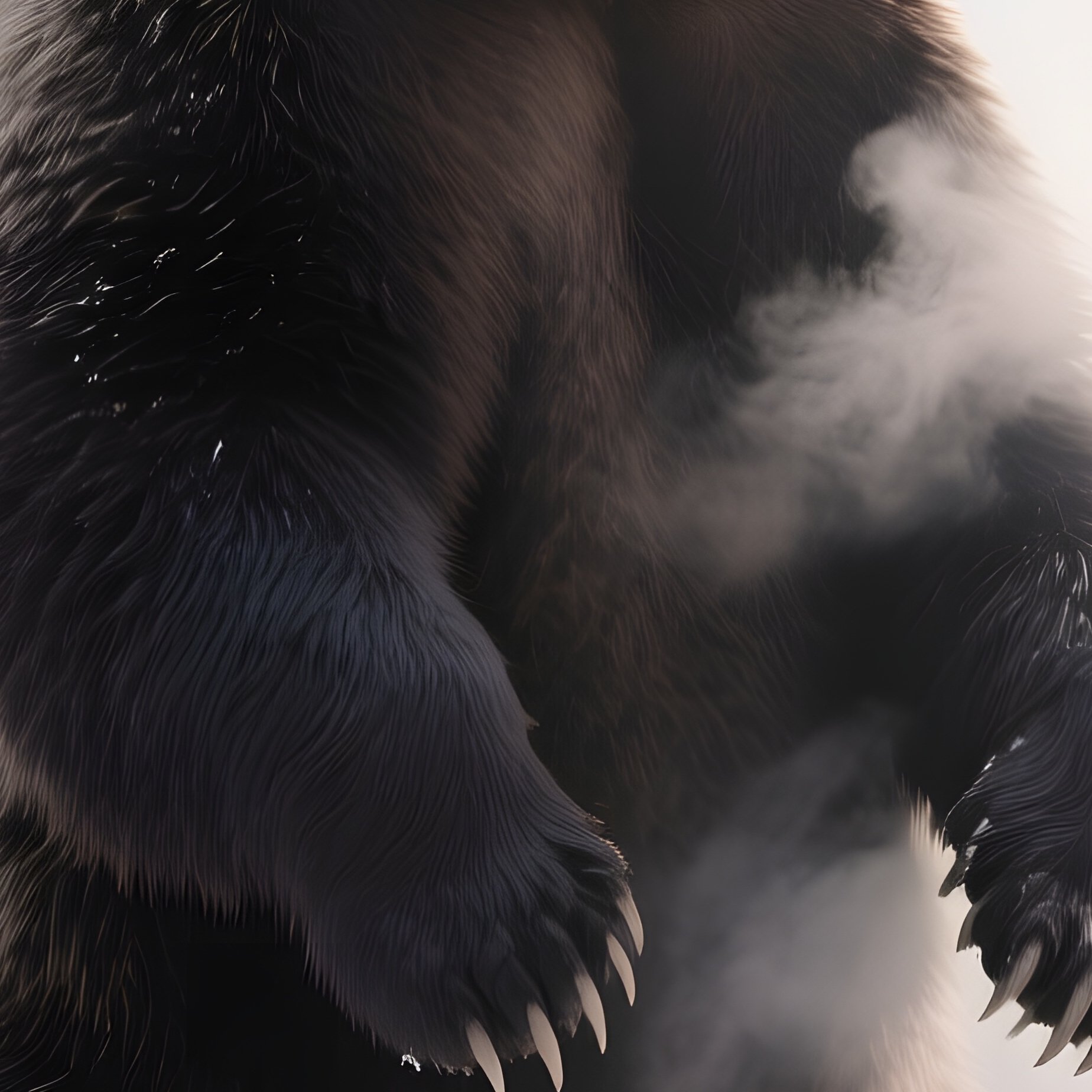 A Towering Granite Bear Standing On Its Hind Legs In A Snowy Forest Clearing Under A Pale Winter - Full Resolution Quality Preview