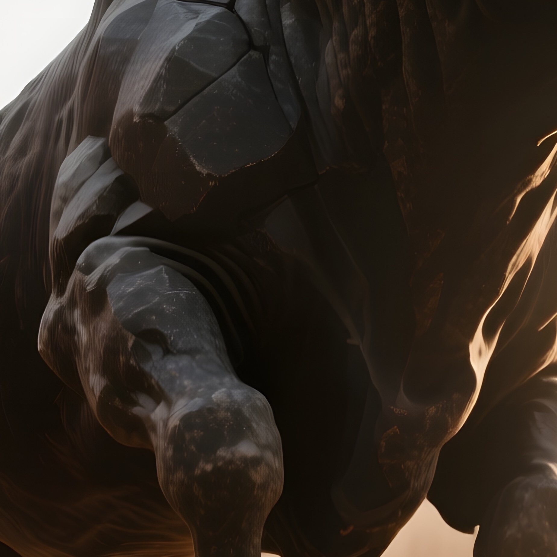A Towering Granite Bull Charging Through An Ancient Coliseum Arena At Dawn, Dust Swirling, Sunrise - Full Resolution Quality Preview