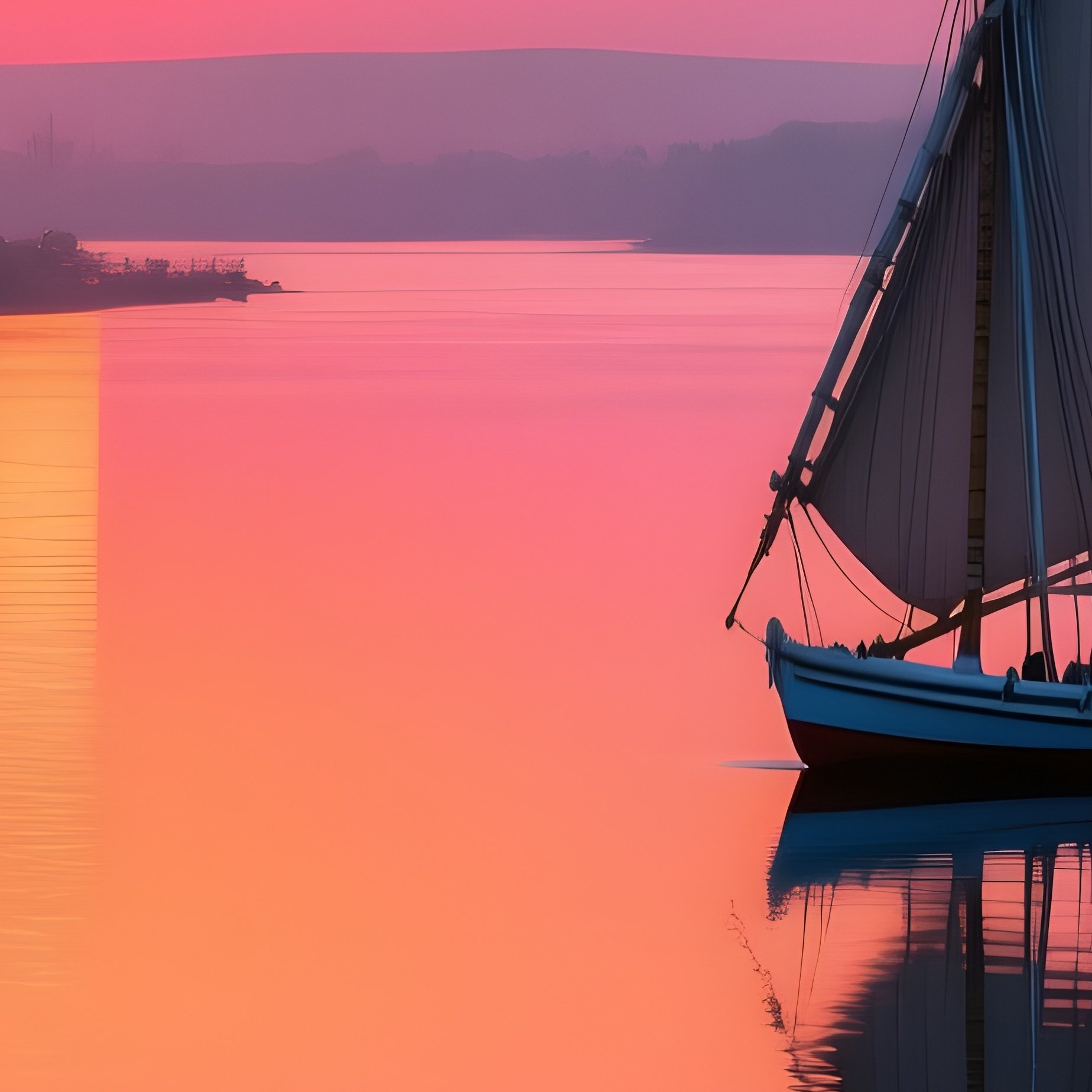 A Traditional Felucca Boating Down The Nile At Sunset - Full Resolution Quality Preview