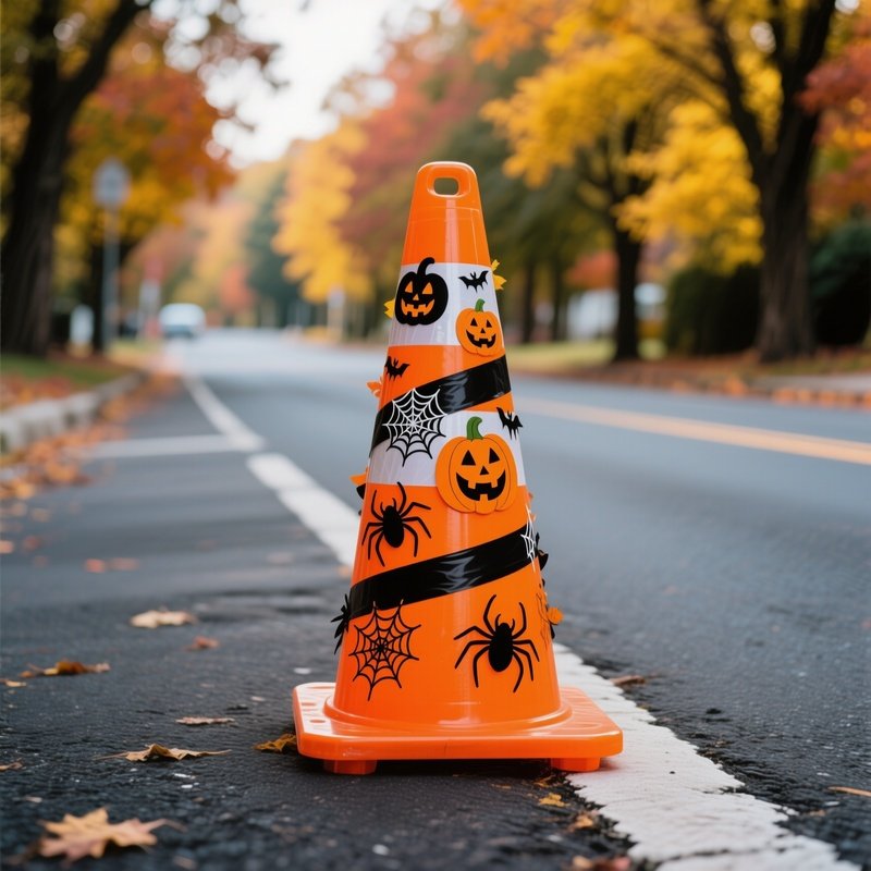 A Traffic Cone Decorated For Halloween Halloween Traffic Cone