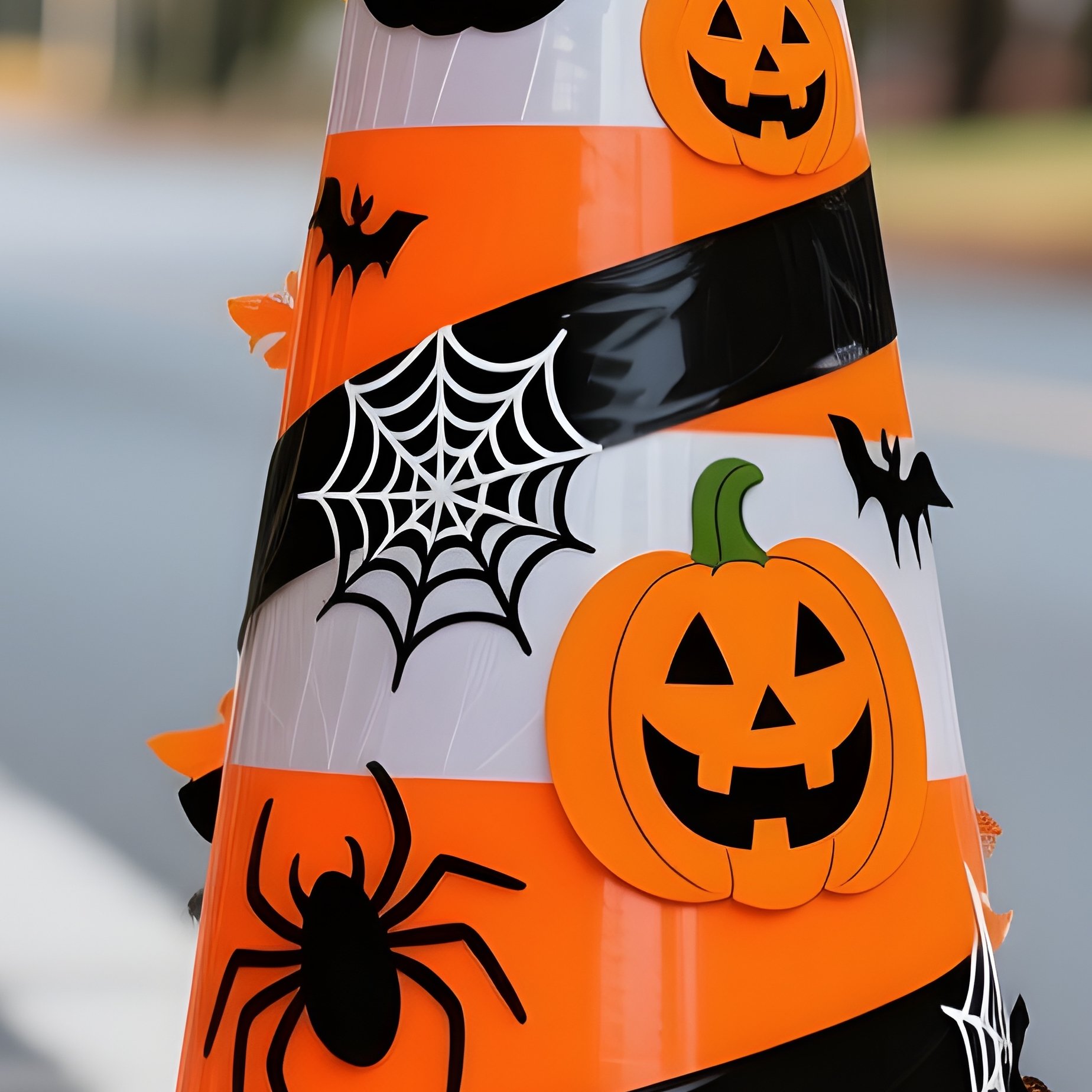 A Traffic Cone Decorated For Halloween Halloween Traffic Cone - Full Resolution Quality Preview