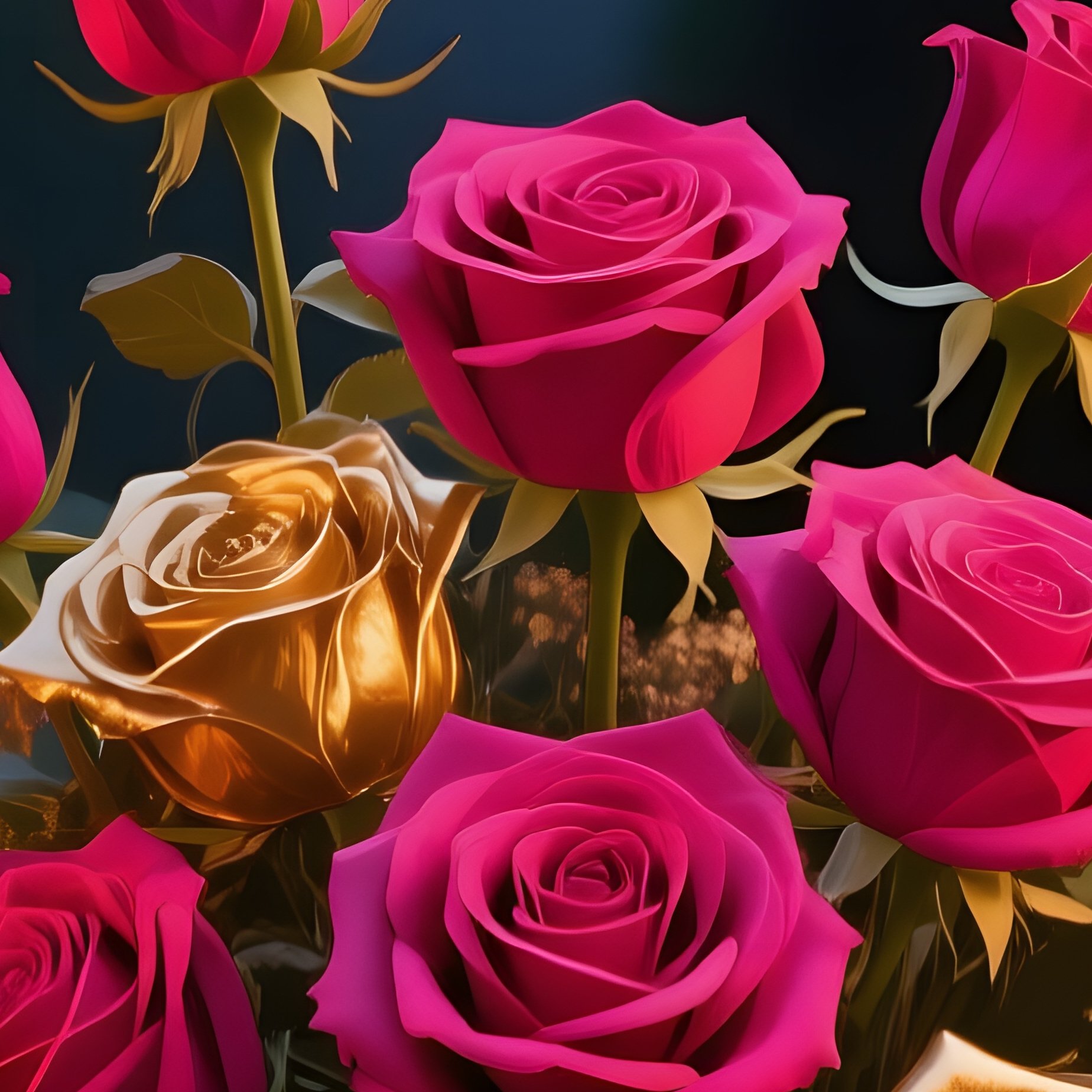 A Tranquil Garden At Dusk Illuminated By Paper Lanterns, Each Casting Warm Amber Light Onto A - Full Resolution Quality Preview