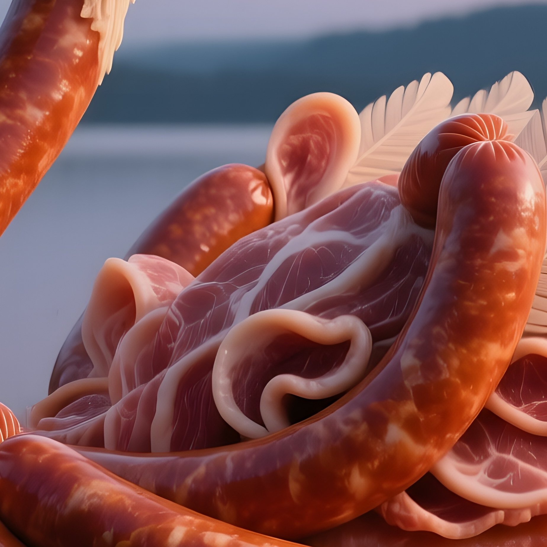 A Tranquil Lake At Twilight Reflecting A Floating Sculpture Of A Swan Composed Of Intertwined - Full Resolution Quality Preview