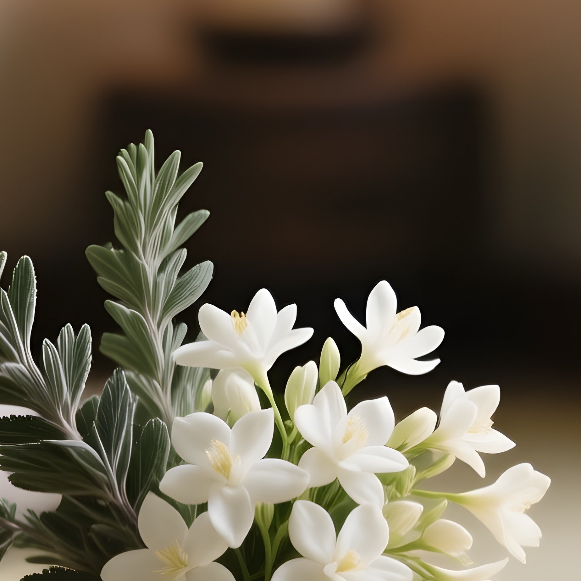 A Tranquil Meditation Room With Floor Cushions, Where A Low Bamboo Tray Holds A Calming Bouquet Of - Full Resolution Quality Preview