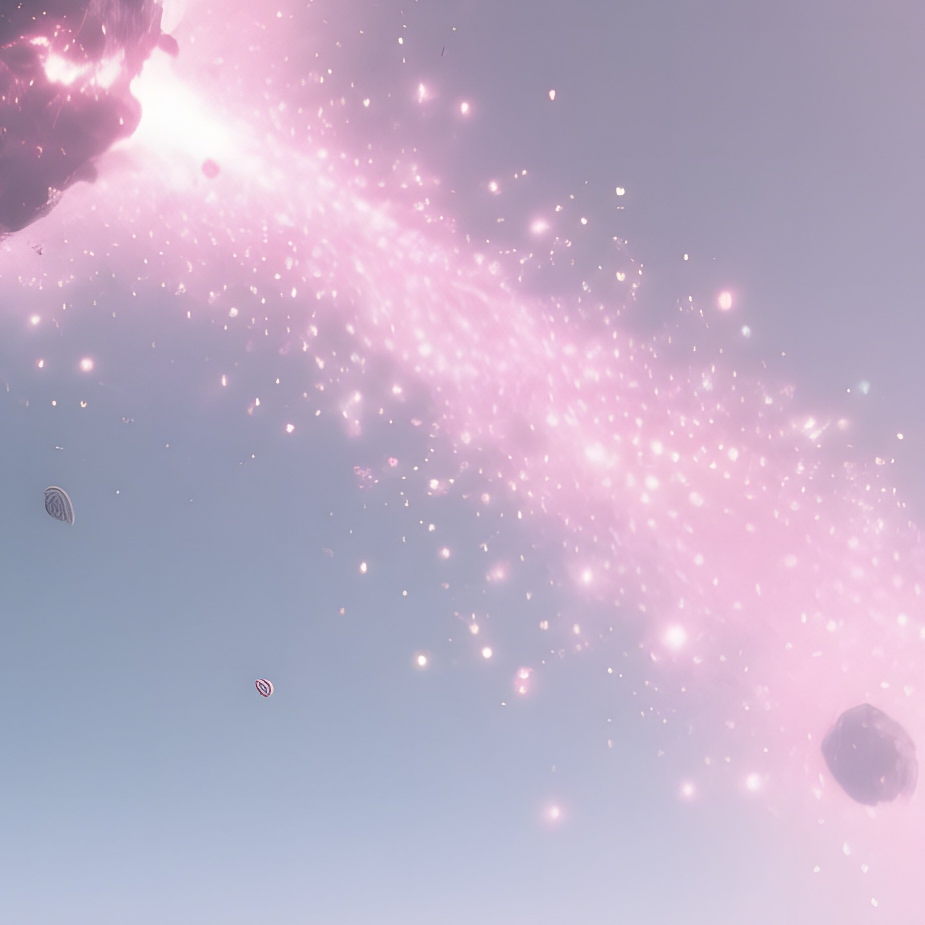 A Tranquil Scene Of An Icy Comet Passing Through An Asteroid Field, Leaving A Sparkling Trail Of - Full Resolution Quality Preview