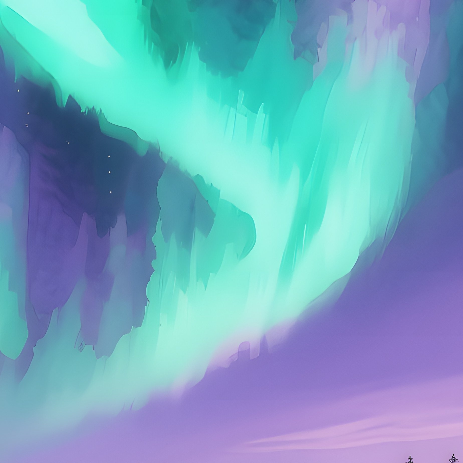 A Tranquil Snow Covered Pine Forest At Twilight, Aurora Borealis Shimmering Overhead, Watercolor - Full Resolution Quality Preview